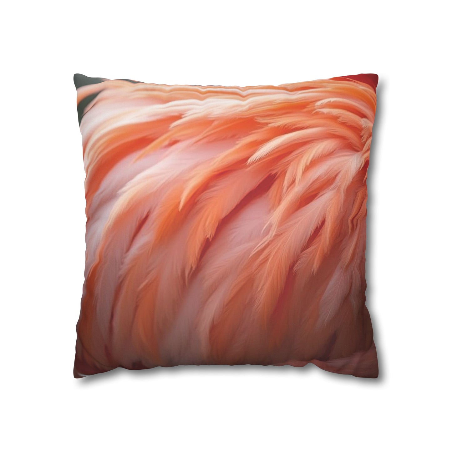 Faux Suede Square Pillowcase - Flamingo Feathers