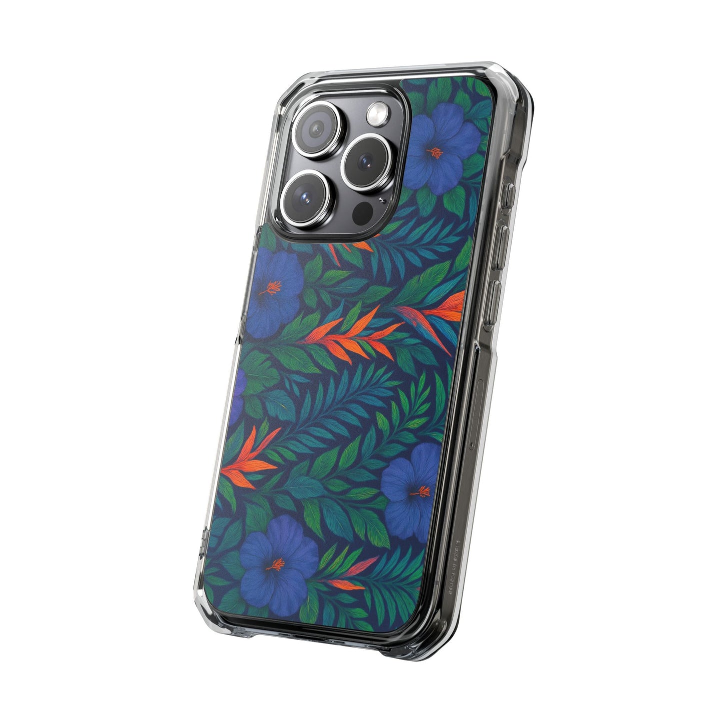Midnight Flower Navy Magnetic Clear Phone Case, Many Models