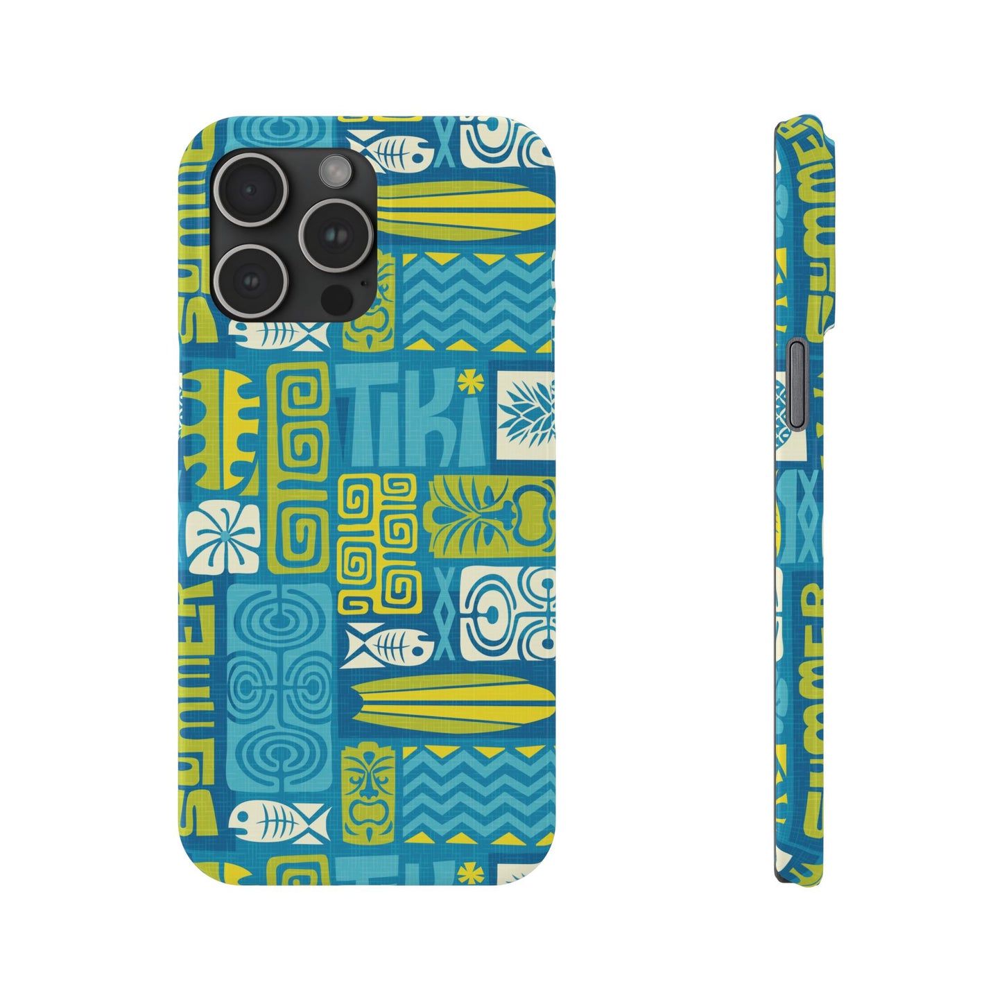 Slim Phone Cases - Tiki Poster Blue