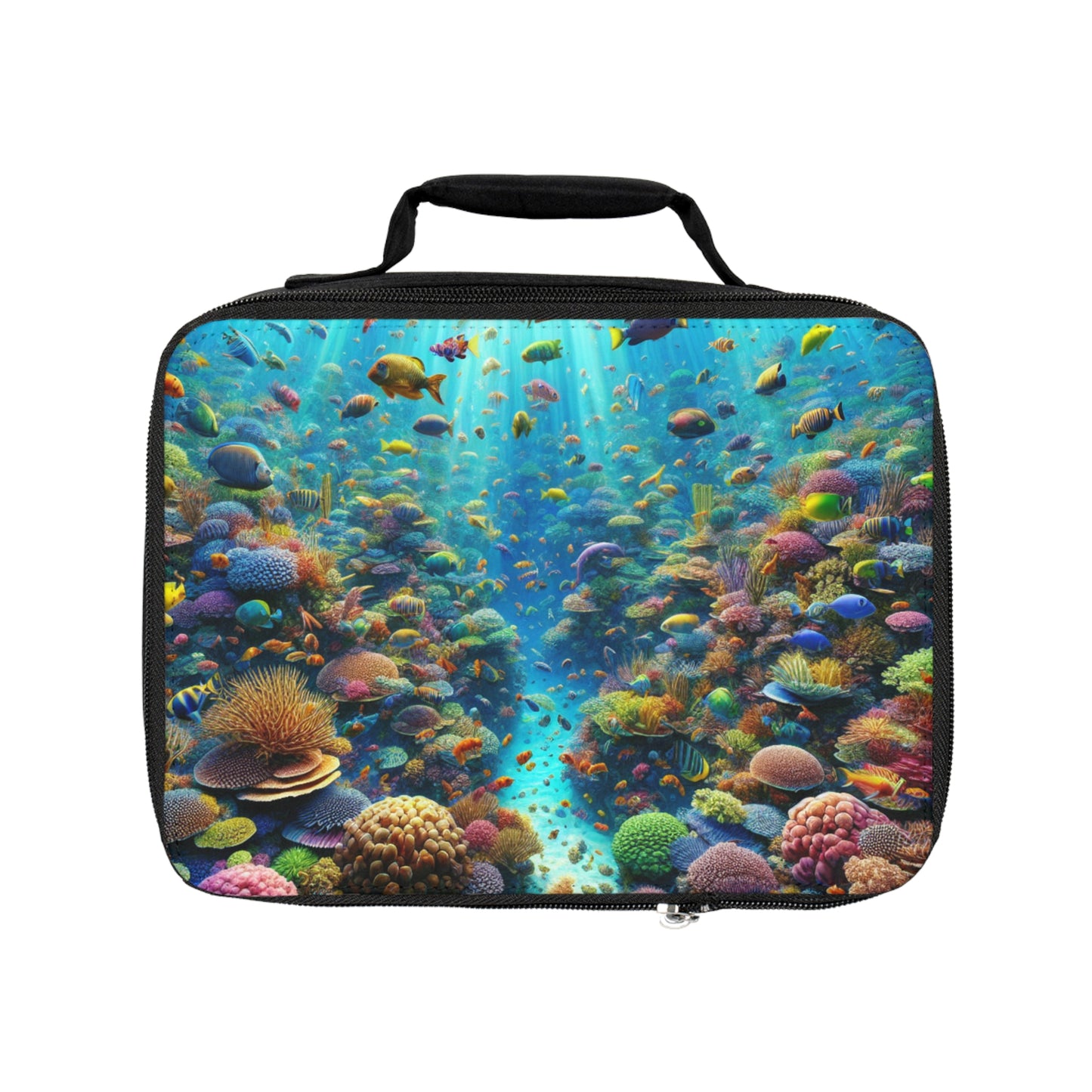 Busy Coral Reef Lunch Bag - Eco-Friendly Insulated Tote, Adult and Child Lunchbox / Perfect for Picnics, Beach Outings