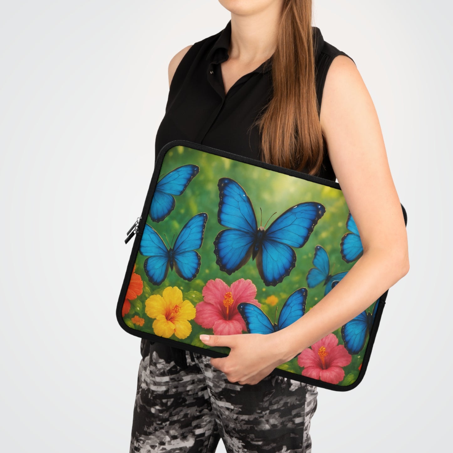 Tropical Laptop Sleeve, 5 Sizes - Perfect for Rainforest Lovers & Students / Morpho Butterfly Flight