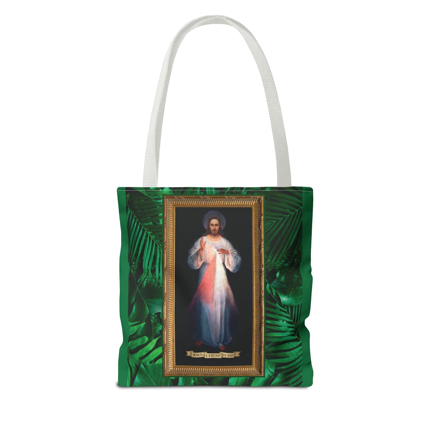 Religious Divine Mercy Tropical Tote Bag - 3 Sizes