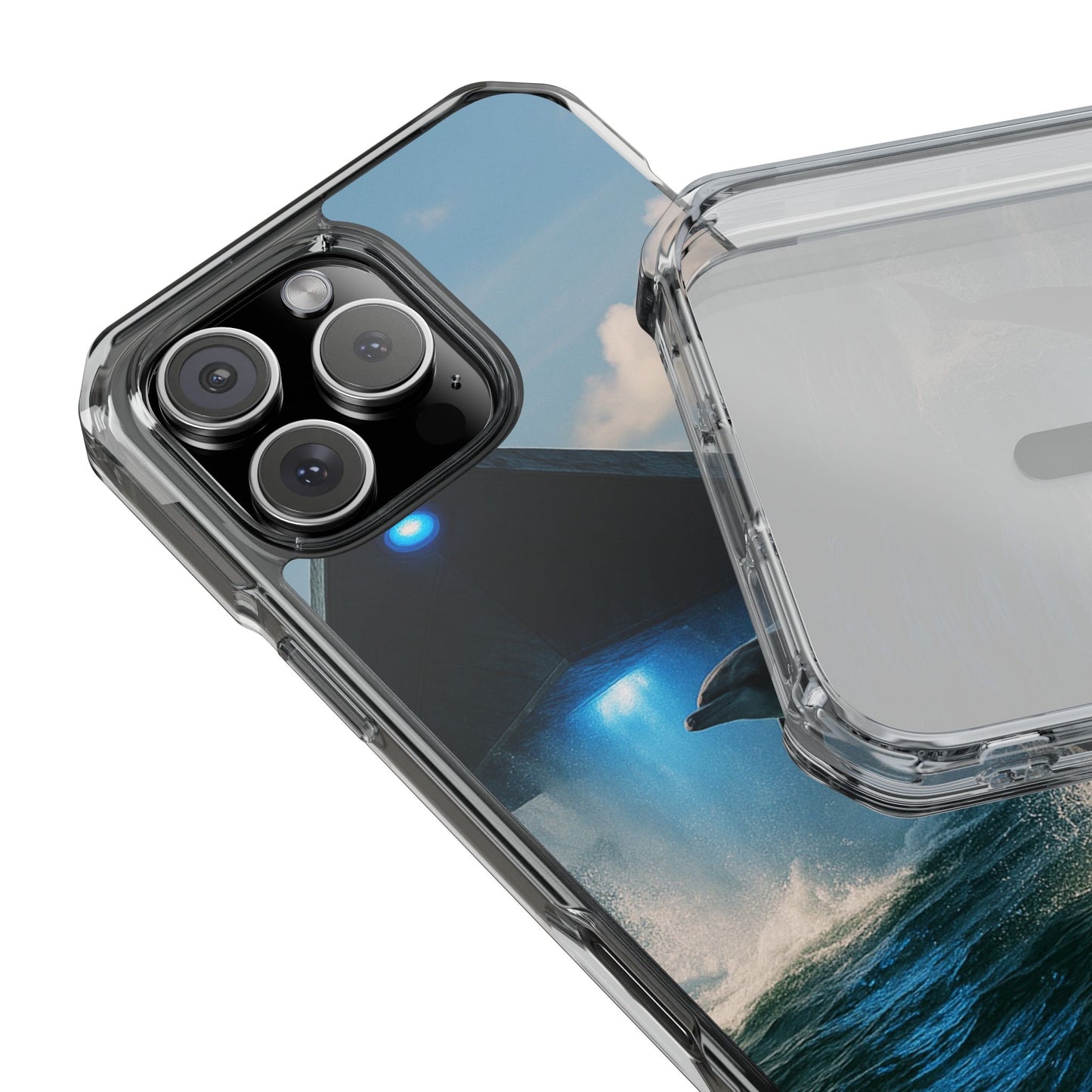 UFO and Dolphin Magnetic Clear Phone Case, Many Models