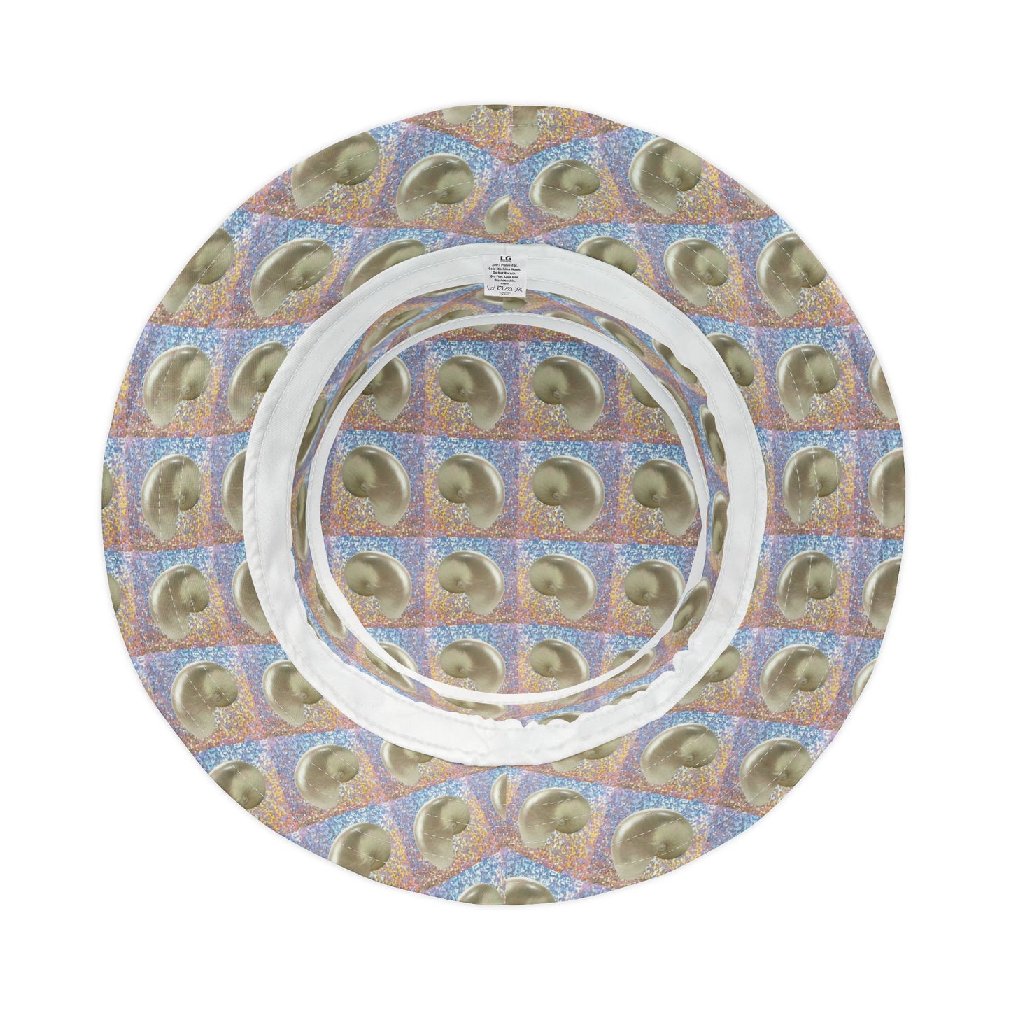 Tropical Polyester Bucket Hat, 2 Sizes - Disco Nautilus Shell