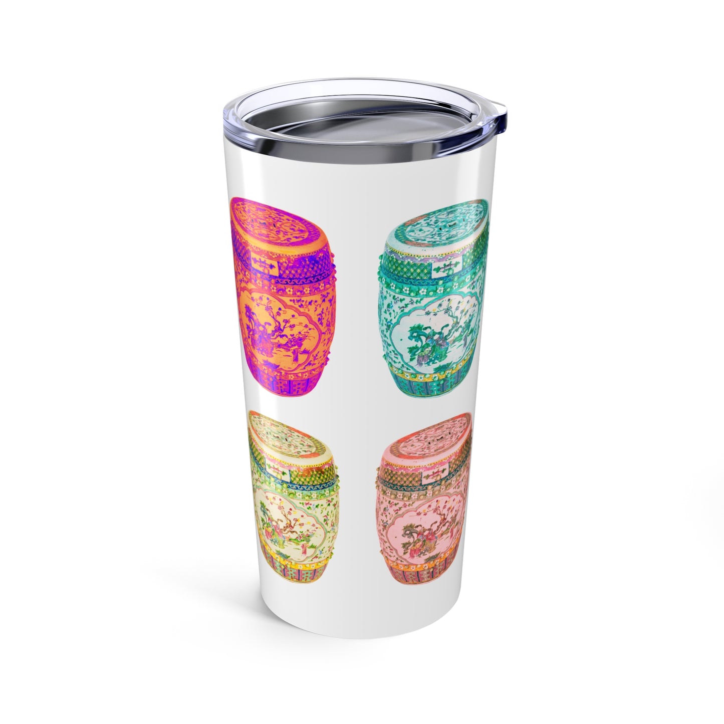 Tumbler 20oz - Pop Art Porcelain Stools, White