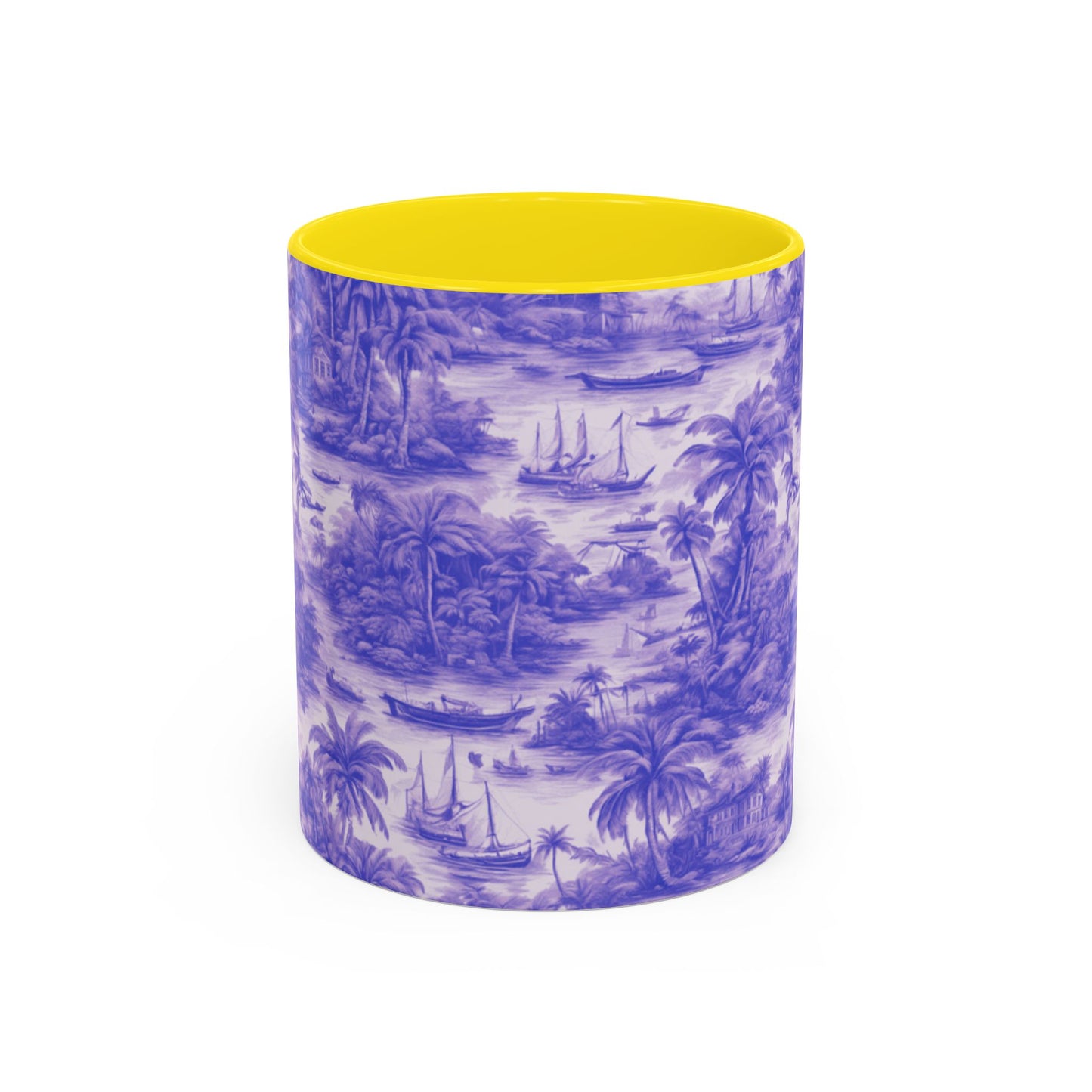 Accent Coffee Mug (11, 15oz), 8 Colors - Tropical Toile #1, purple