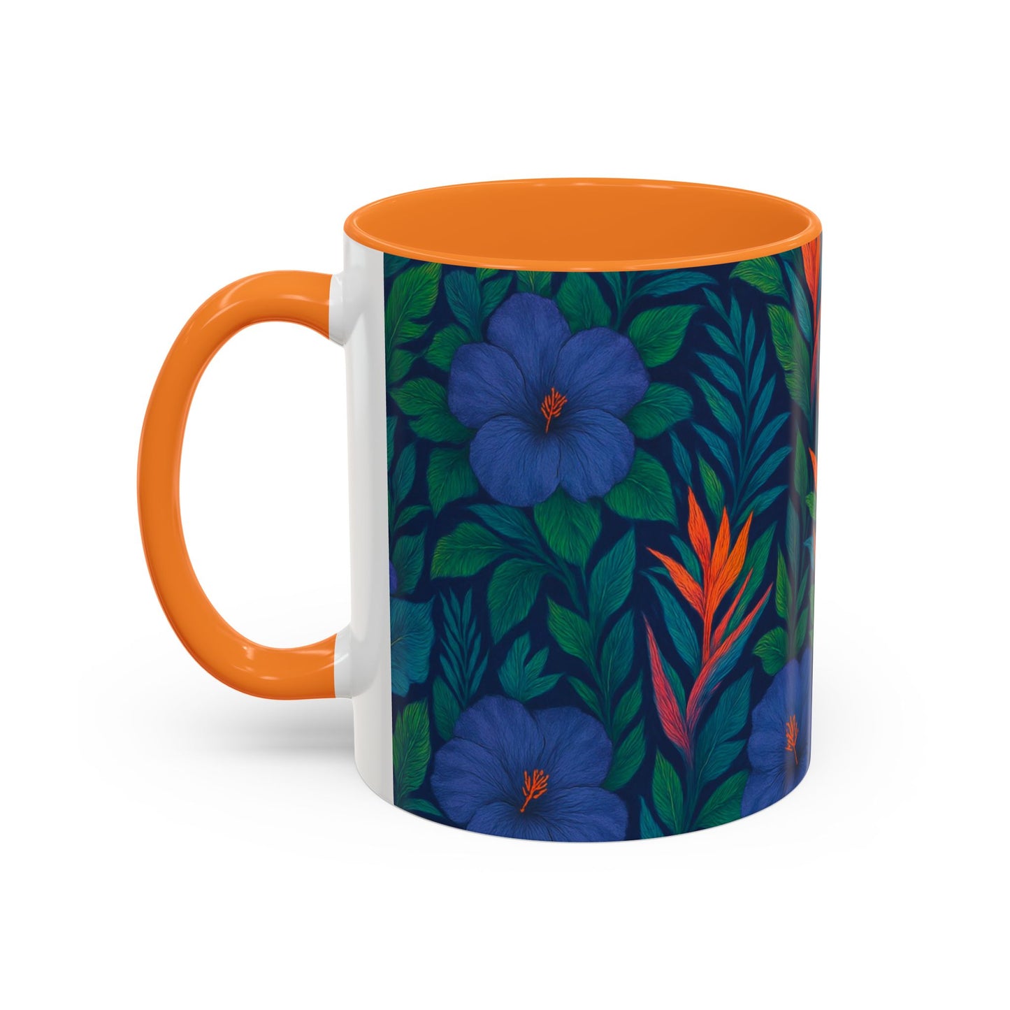 Vibrant Floral Coffee Mug - 11oz & 15oz / Midnight Flower Coral