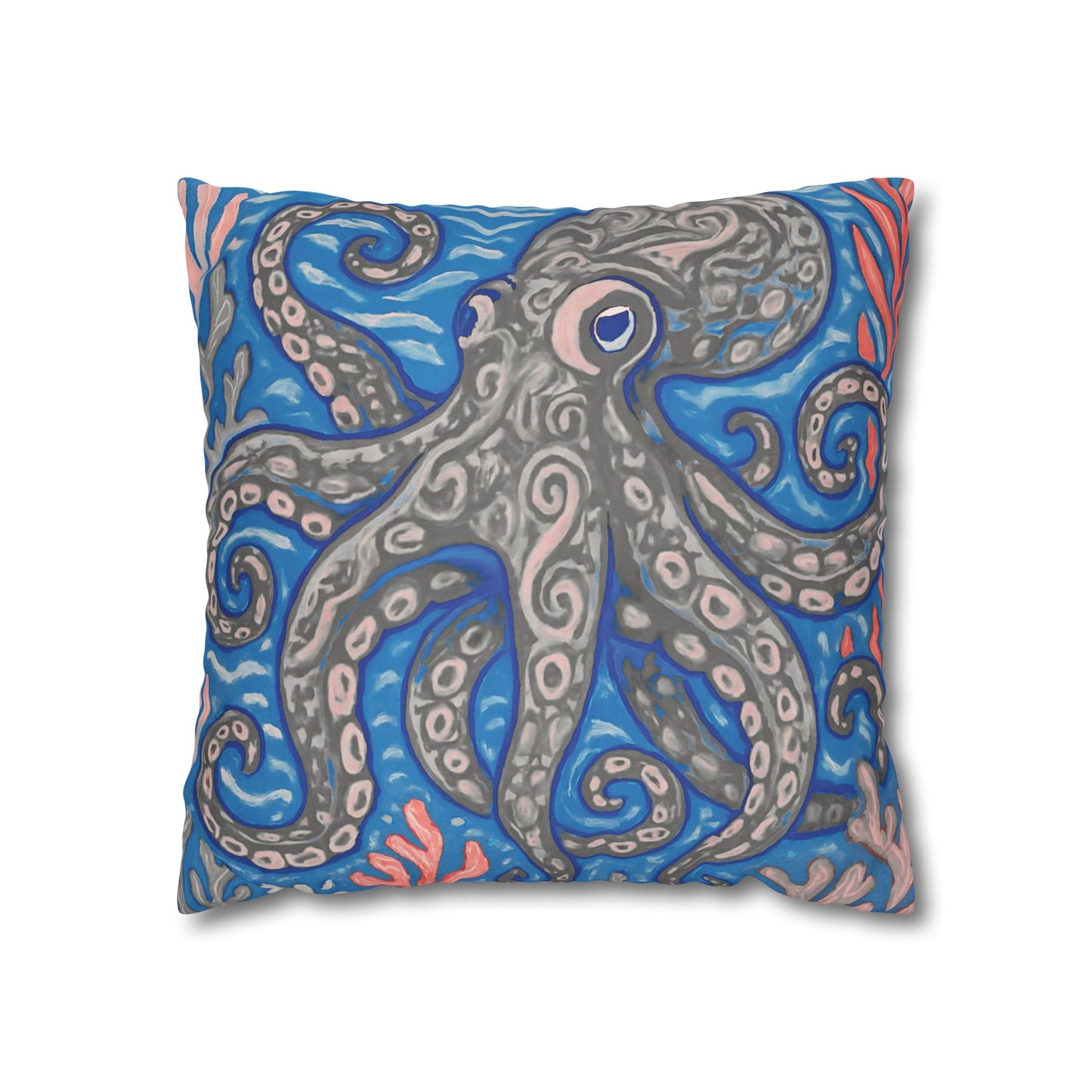 Faux Suede Square Pillowcase - Slate Kraken Joe