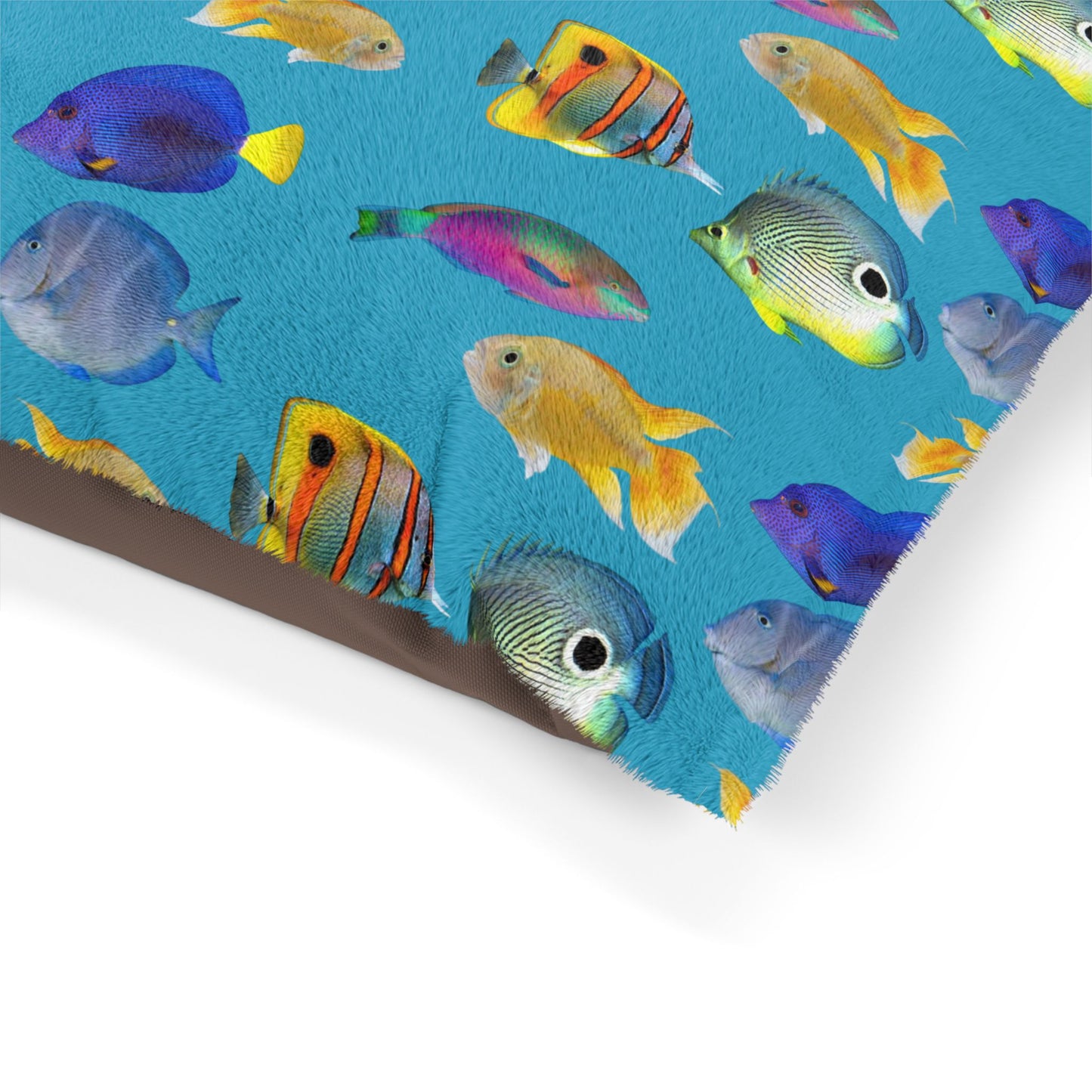Pet Bed - Cozy and Fun Dog or Cat Bed for Beach Lovers / School of Fish, Turquoise