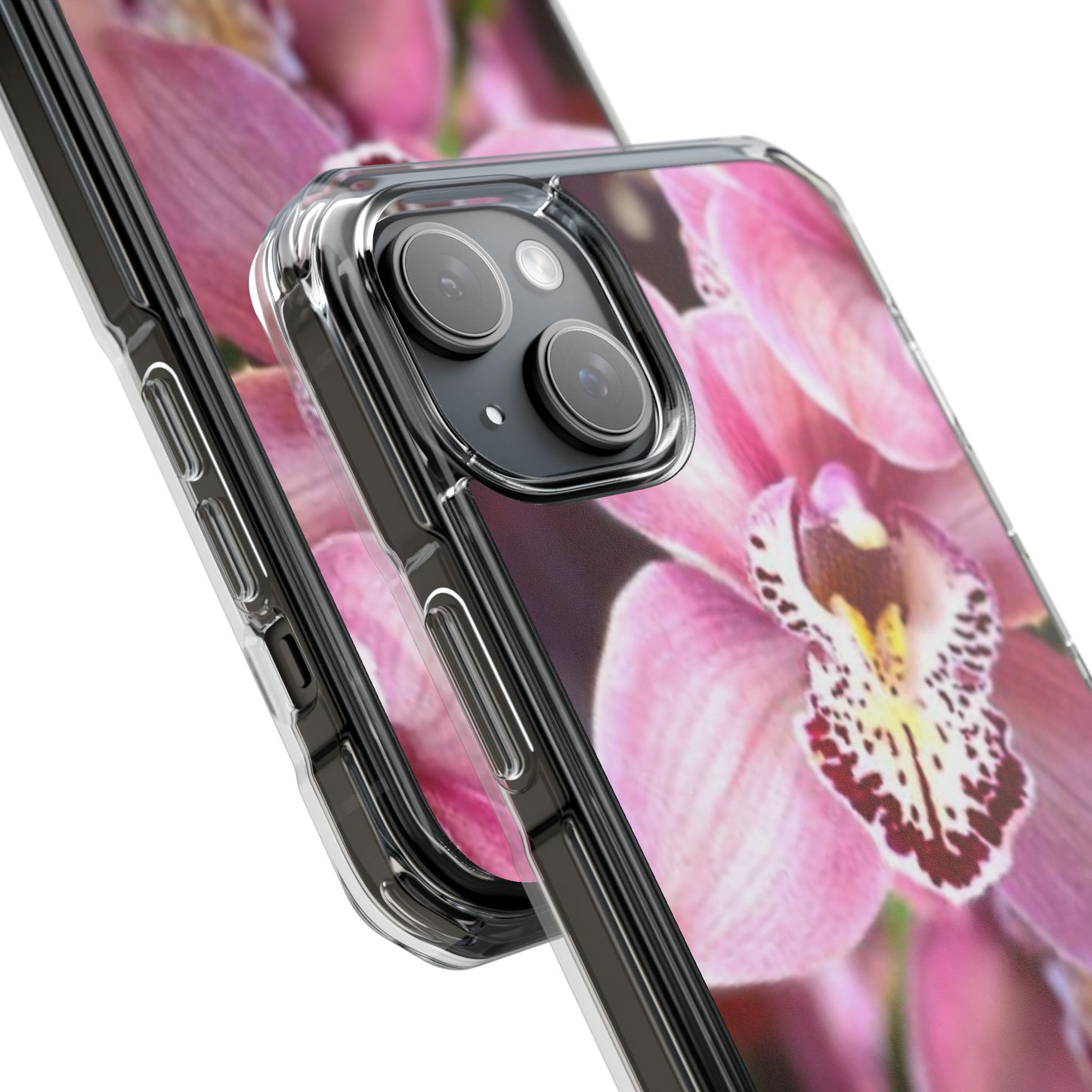 Pink Orchid/Photo Magnetic Clear Phone Case, Many Models