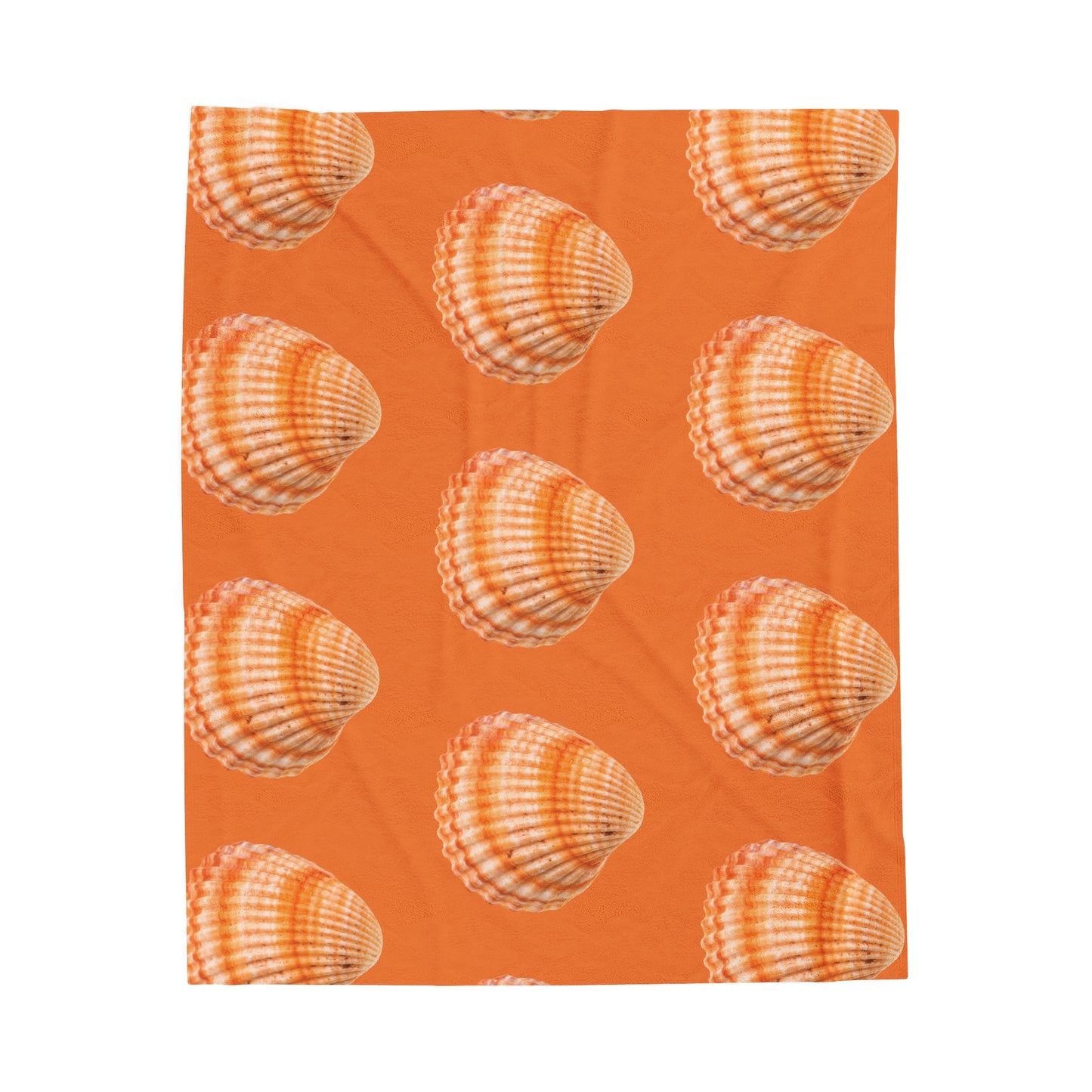 Tropical MACRO Orange Scallop/Orange Velveteen Plush Blanket - Cozy Home Decor for Coastal Lovers