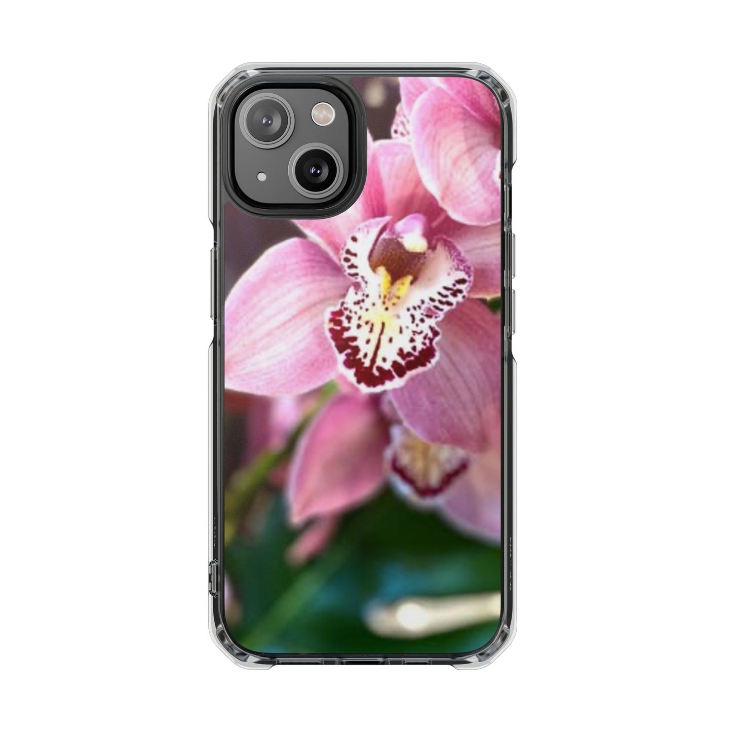 Pink Orchid/Photo Magnetic Clear Phone Case, Many Models