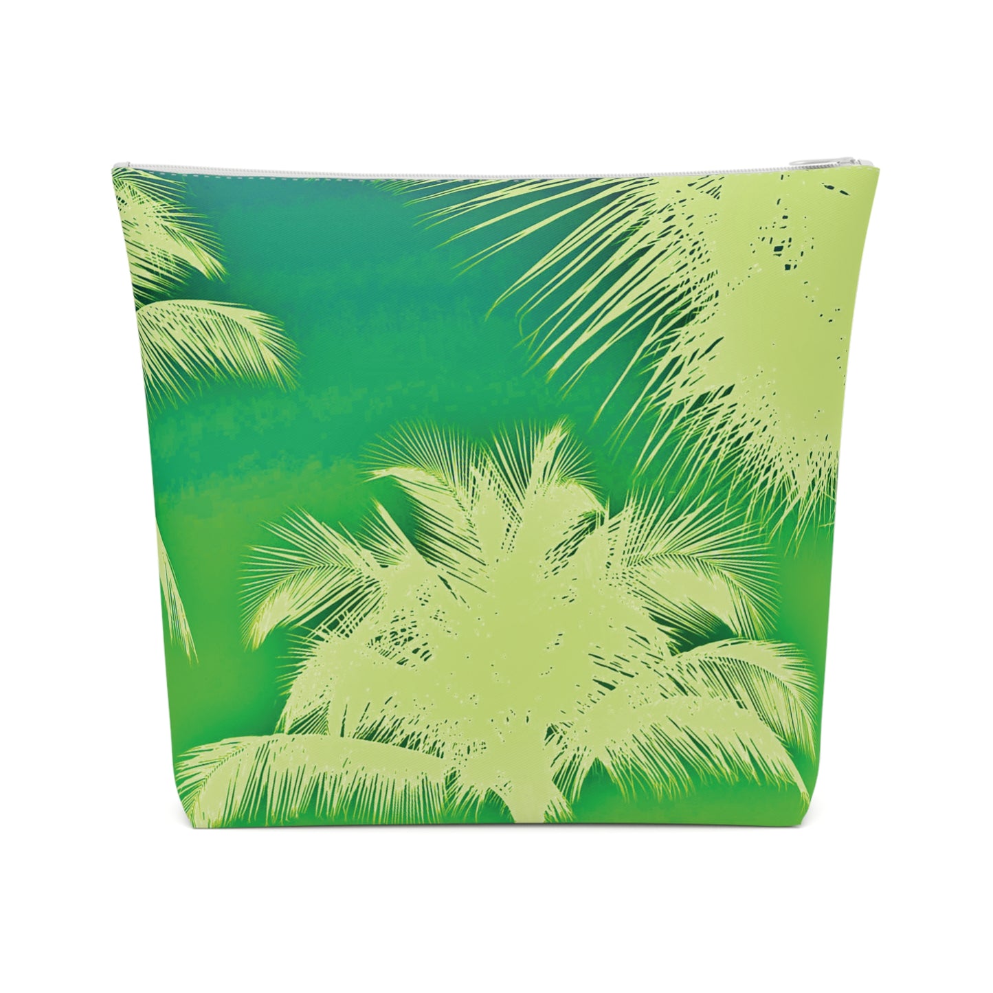 Tropical Cotton Cosmetic Bag, Makeup Pouch, 5 Sizes / Palm Glow, Green