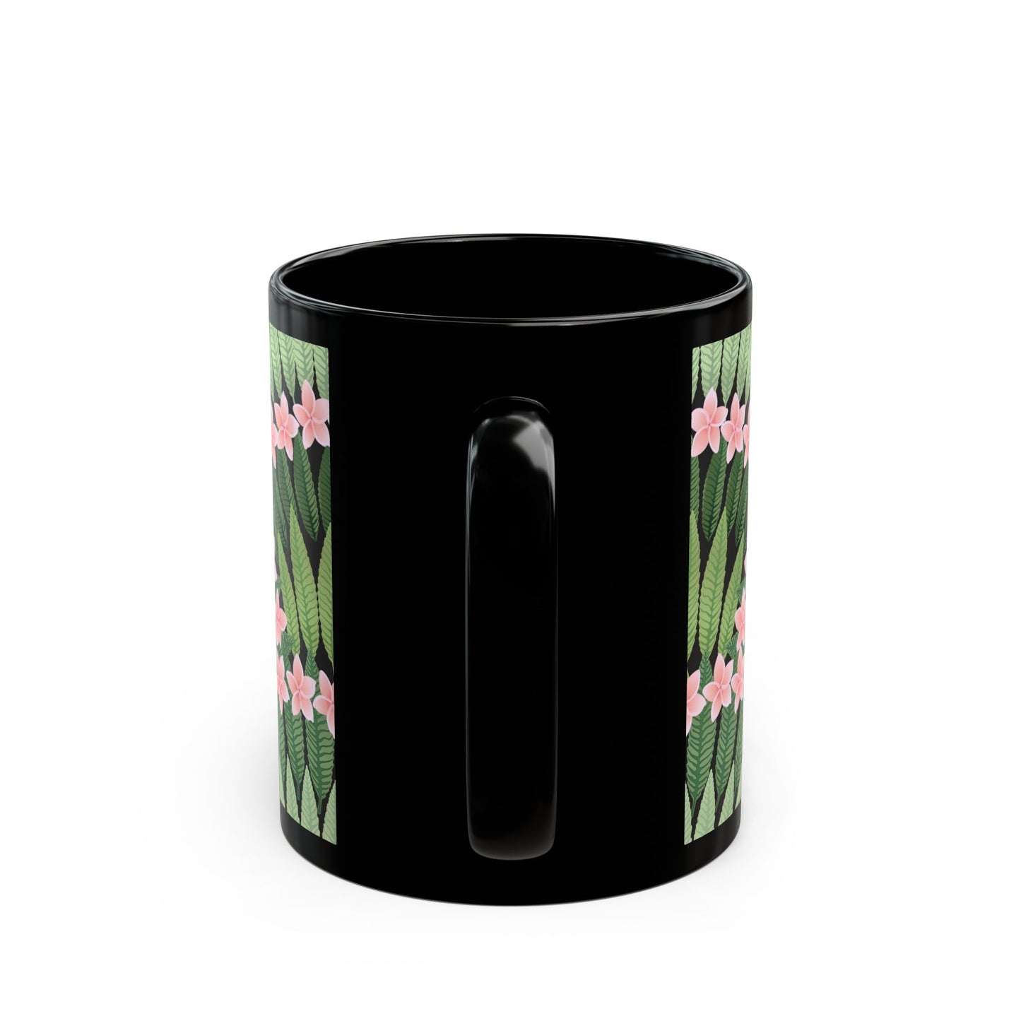 Plumeria and Palms Black Coffee Mug