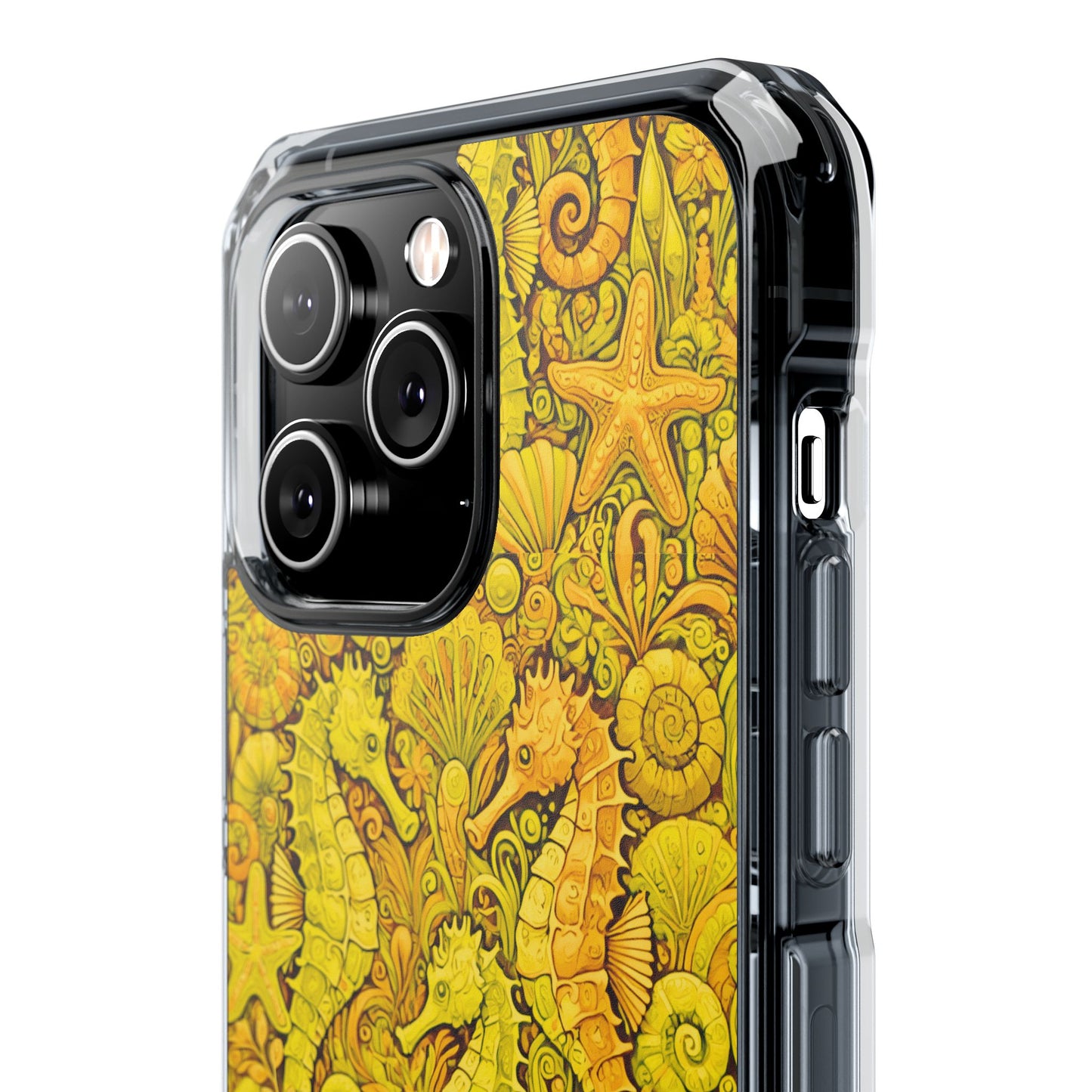 Seahorses/Yellow Magnetic Clear Phone Case, Many Models