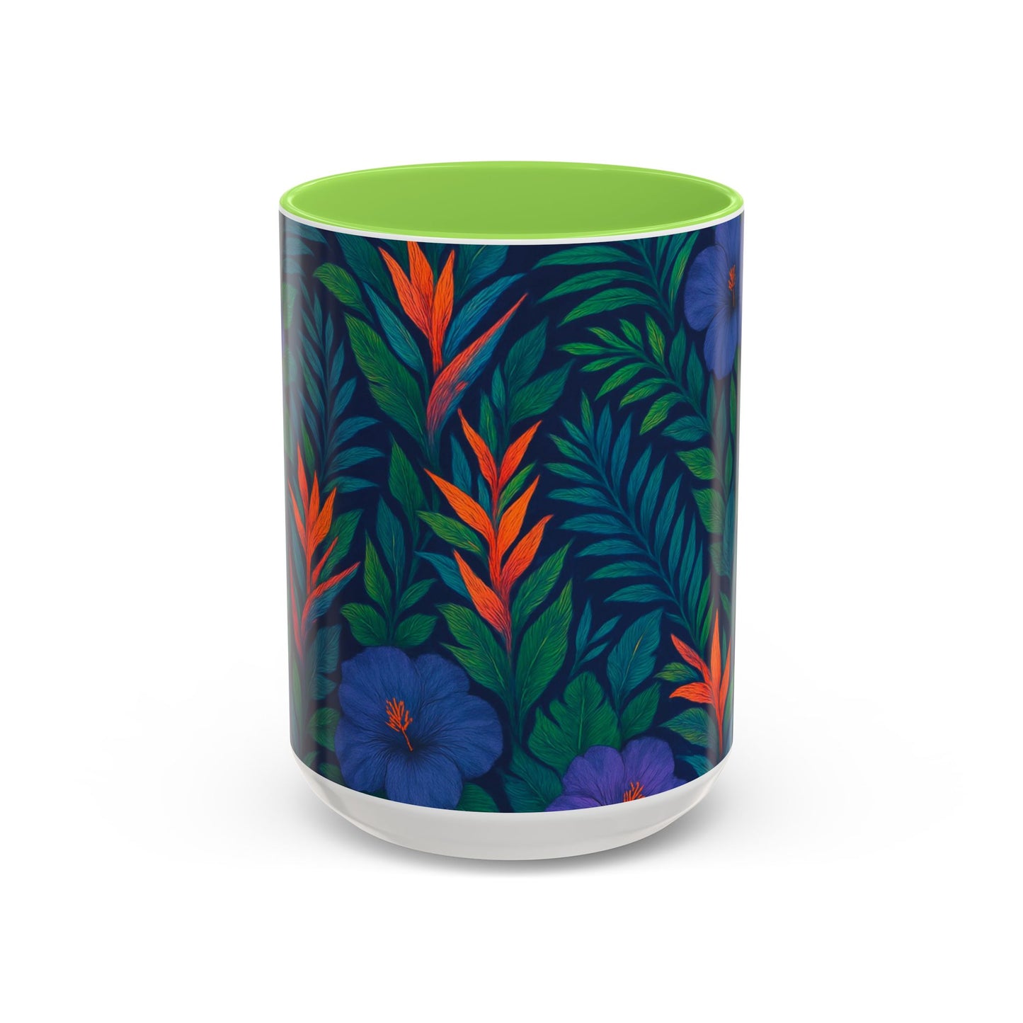 Vibrant Floral Coffee Mug - 11oz & 15oz / Midnight Flower Coral