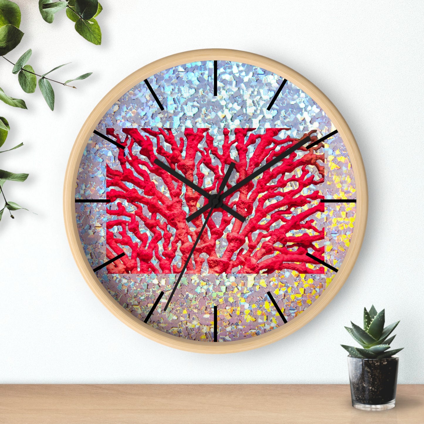 Wall Clock, Disco Red Coral, Hands/Base Variants