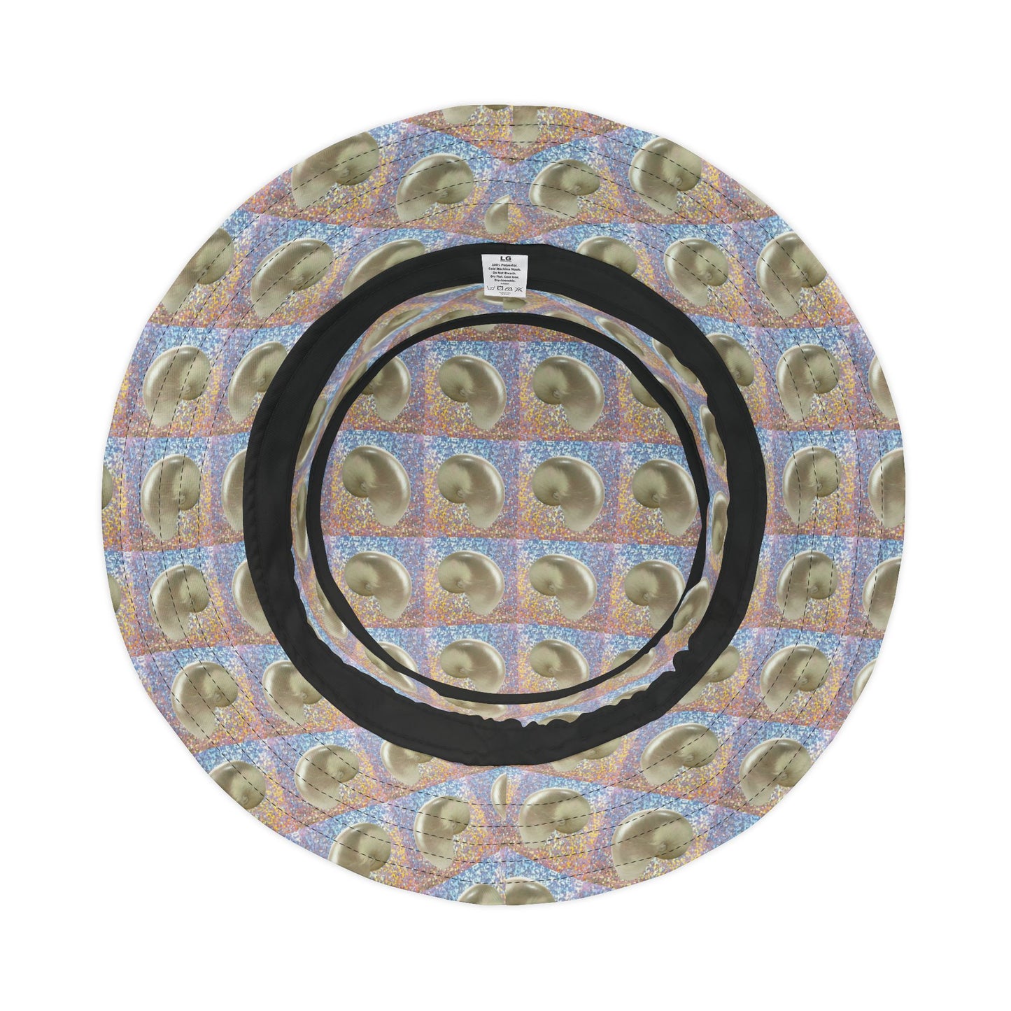 Tropical Polyester Bucket Hat, 2 Sizes - Disco Nautilus Shell