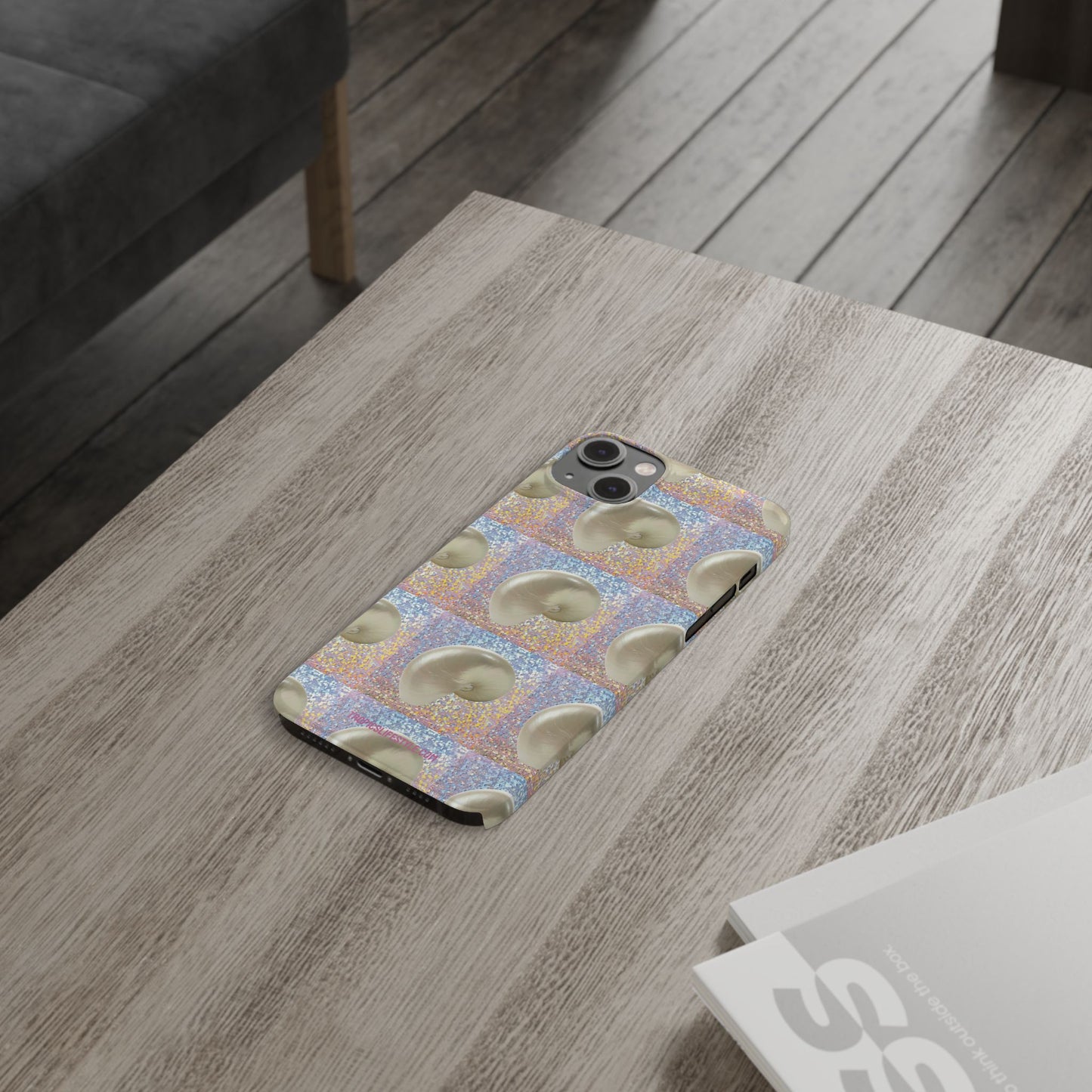 Slim Phone Cases - Disco White Nautilus