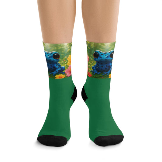 Recycled Poly Socks, Baby Tree Frog/Dark Green