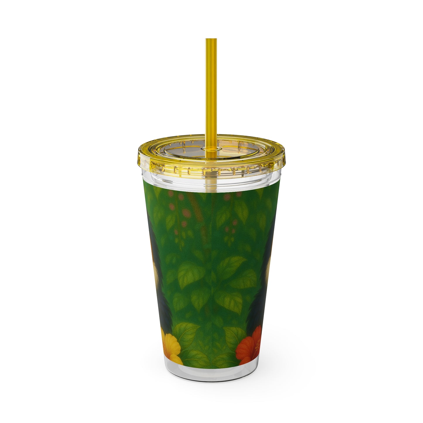 Tropical Tumbler with Straw | 16oz Colorful Travel Cup / Baby Toucans