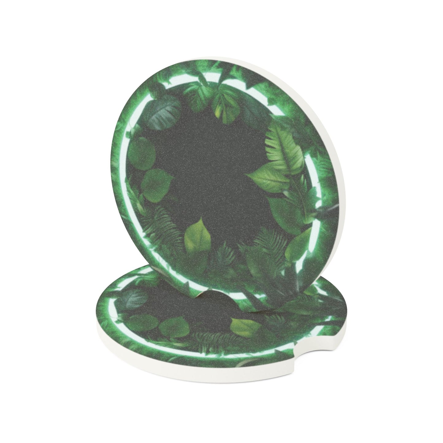 Soapstone Car Coaster - Neon Green Plants