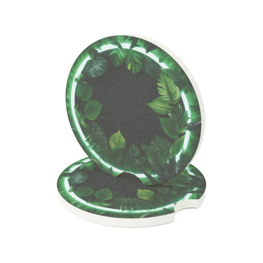Soapstone Car Coaster - Neon Green Plants