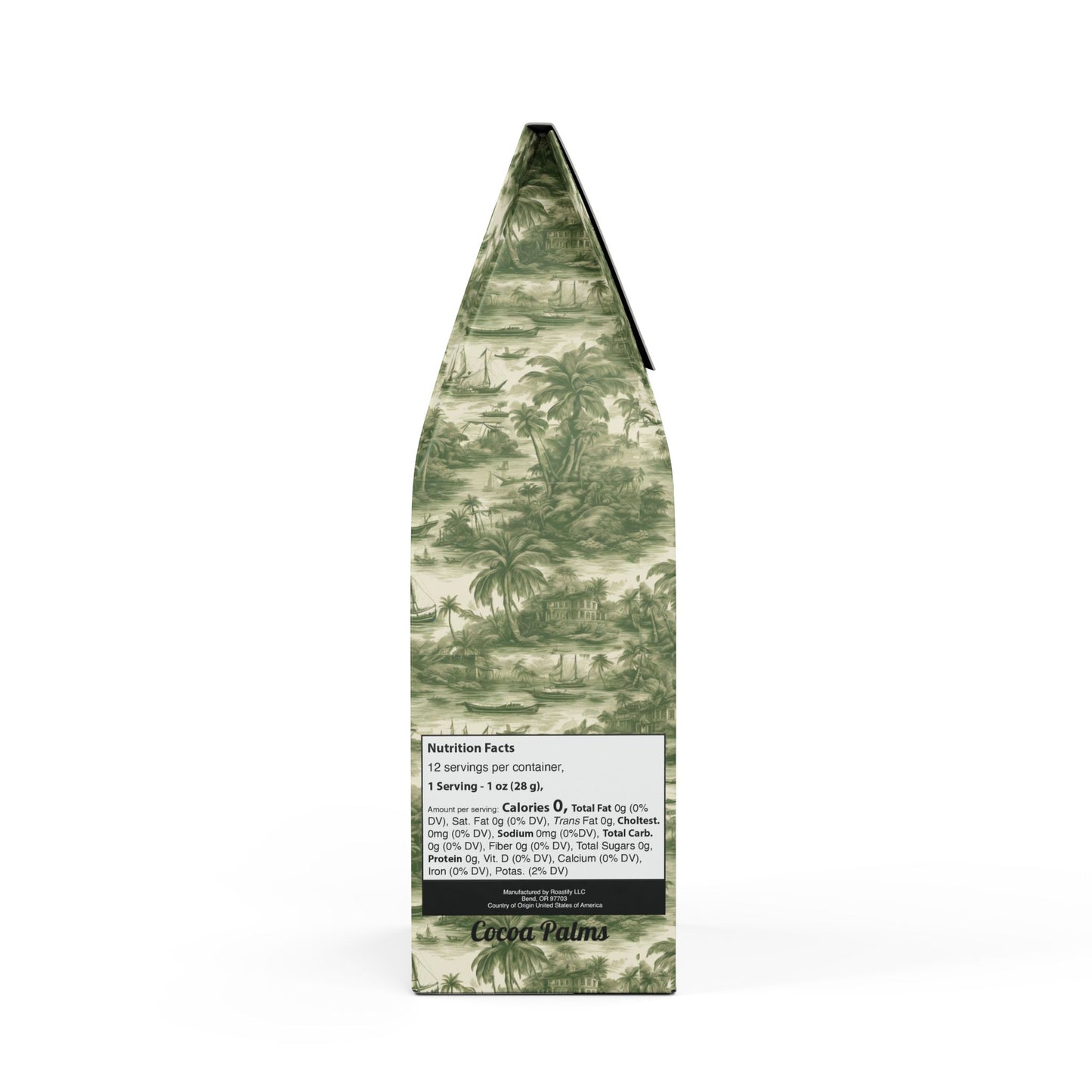 Cocoa Palms Blend™ (Medium-Dark Roast) Specialty Grade Craft Coffee / Tropical Toile, Evergreen