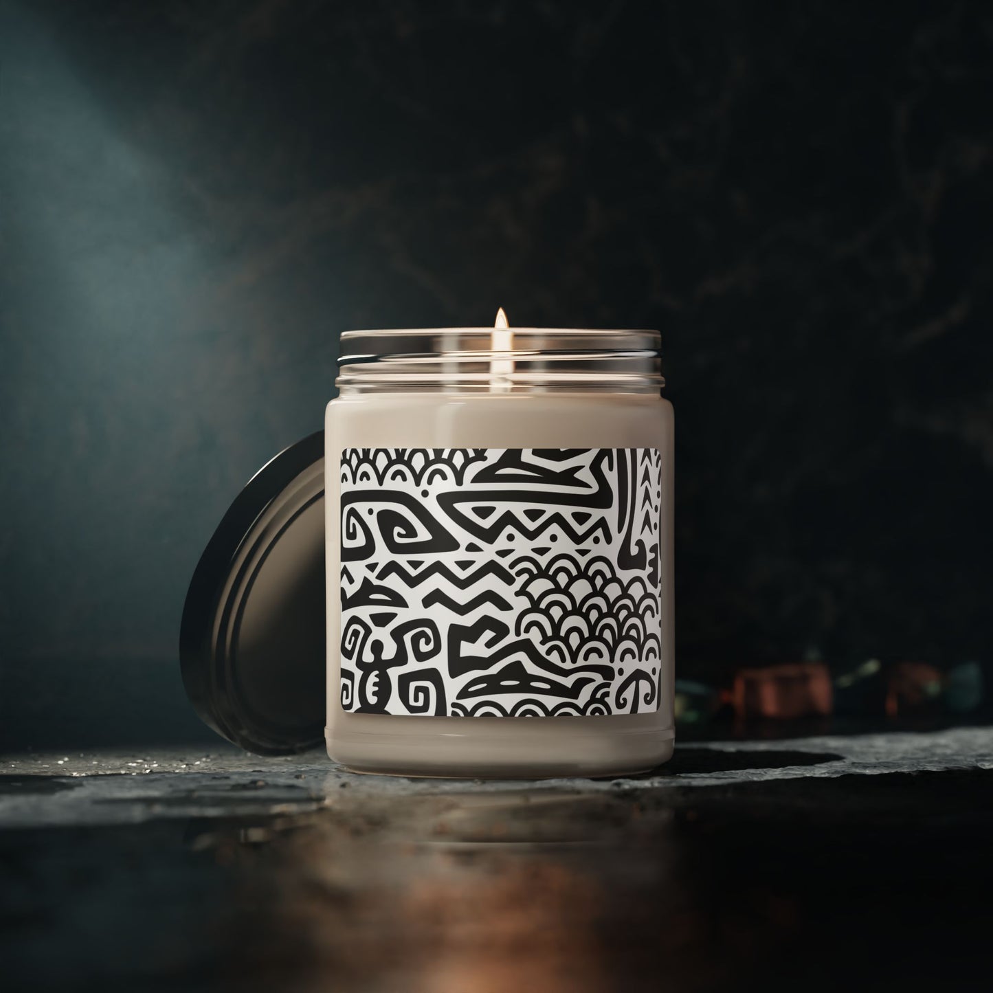 Scented Soy Candle, 9oz, Tiki Aztec Black