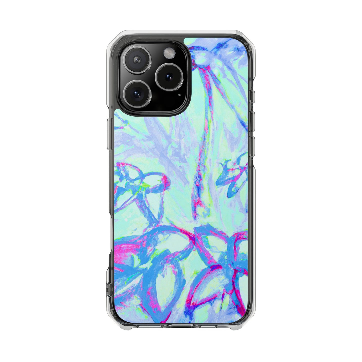 Tropical Doodles/Blue Magnetic Clear Phone Case, Many Models