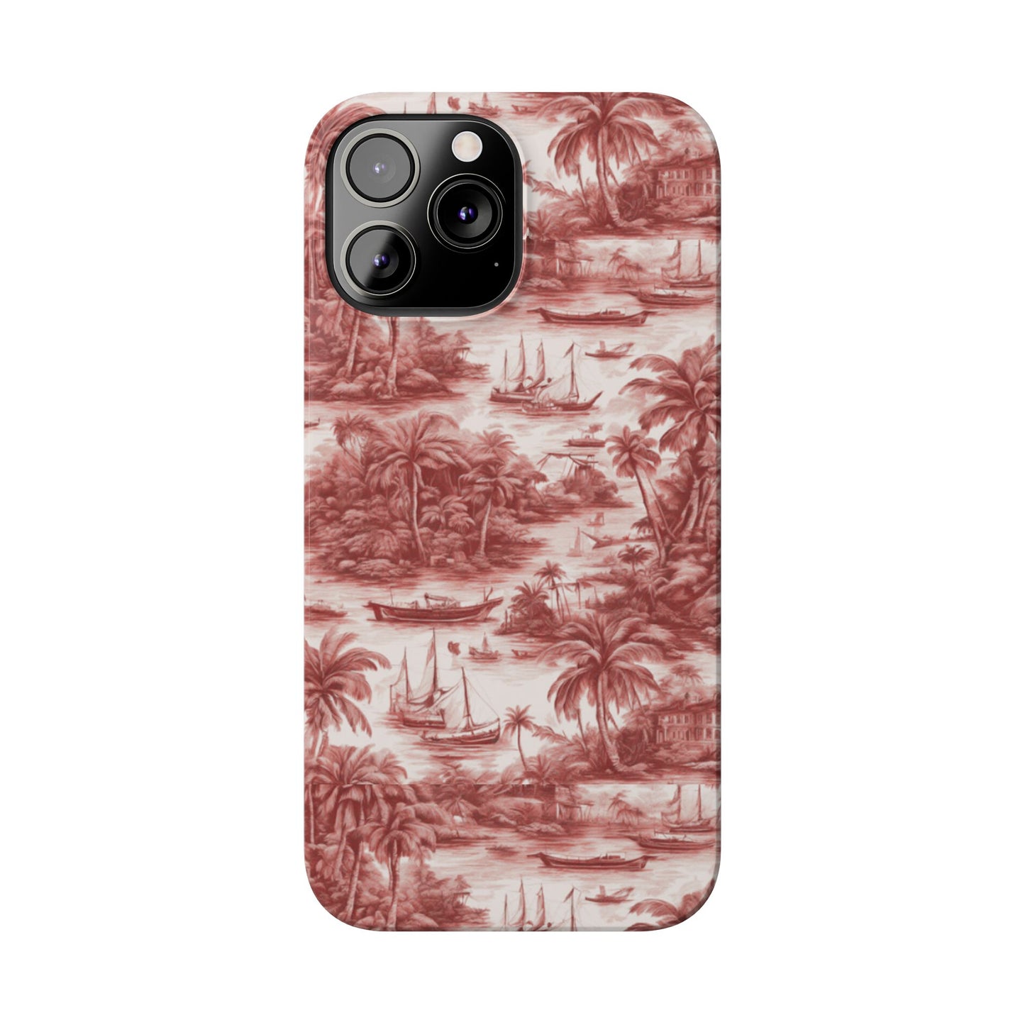 Slim Phone Cases - Tropical Toile #1, russet