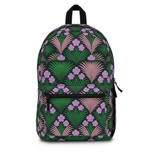 Tropical Backpack  / Midnight Hibiscus Deco, Purple