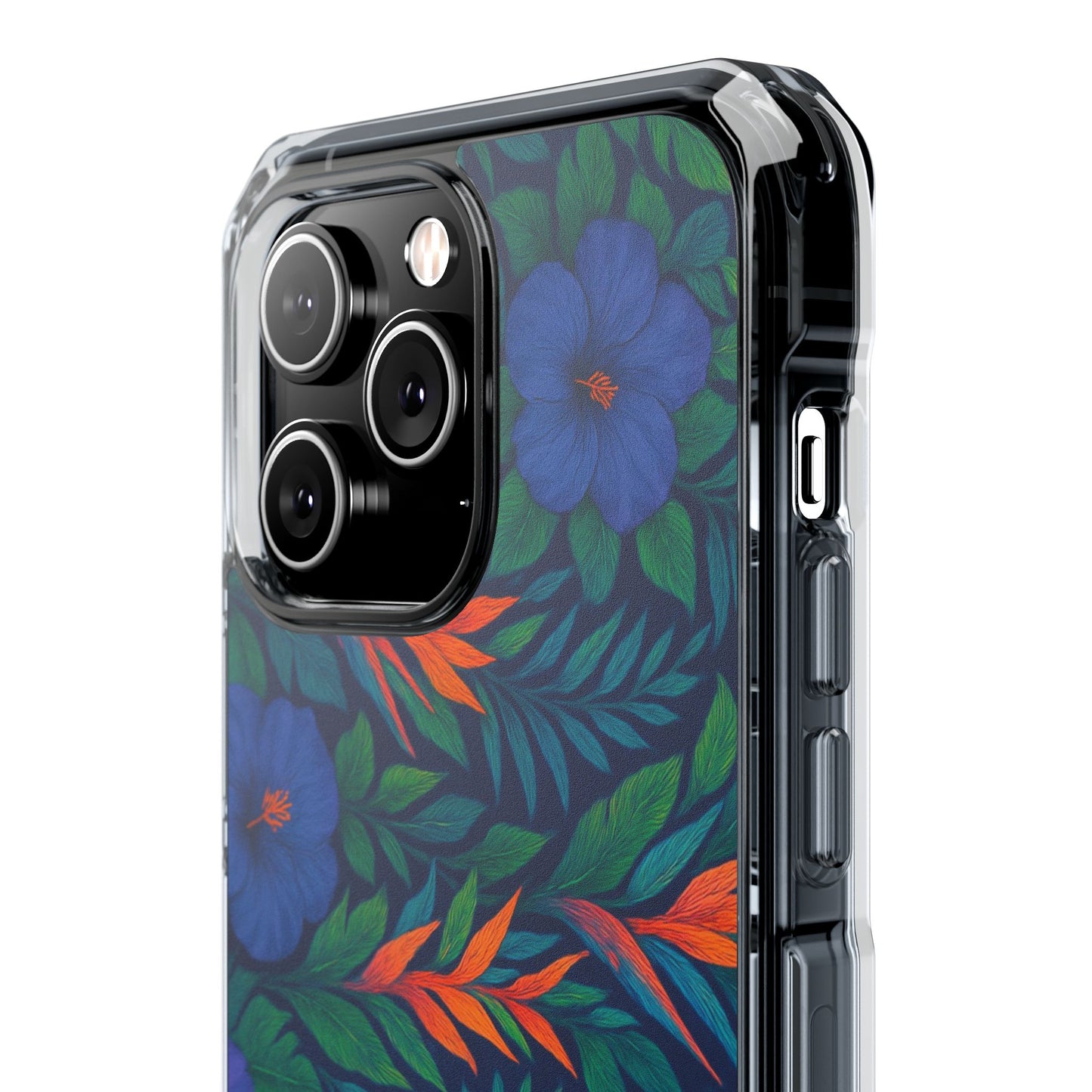 Midnight Flower Navy Magnetic Clear Phone Case, Many Models