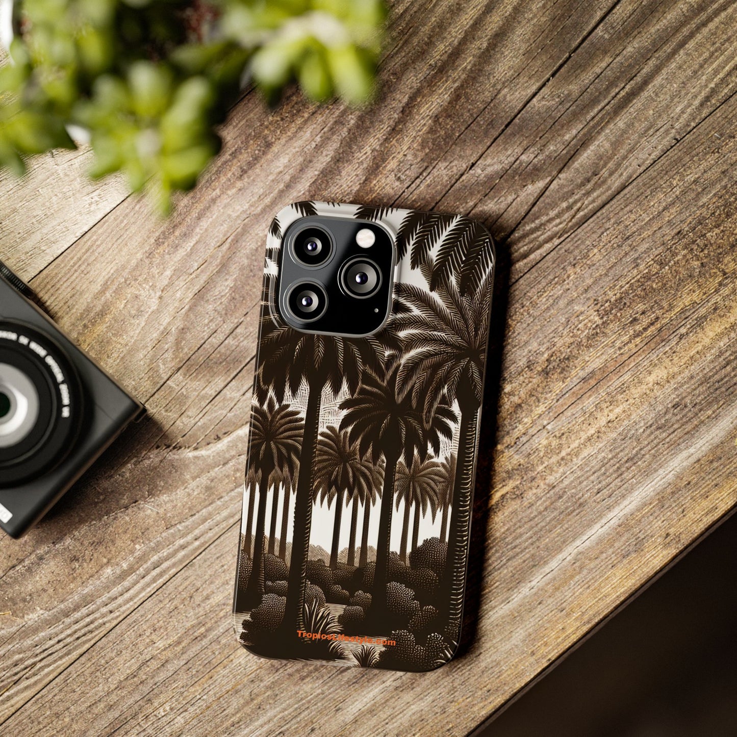 Slim Phone Cases - Woodcut Palm Grove