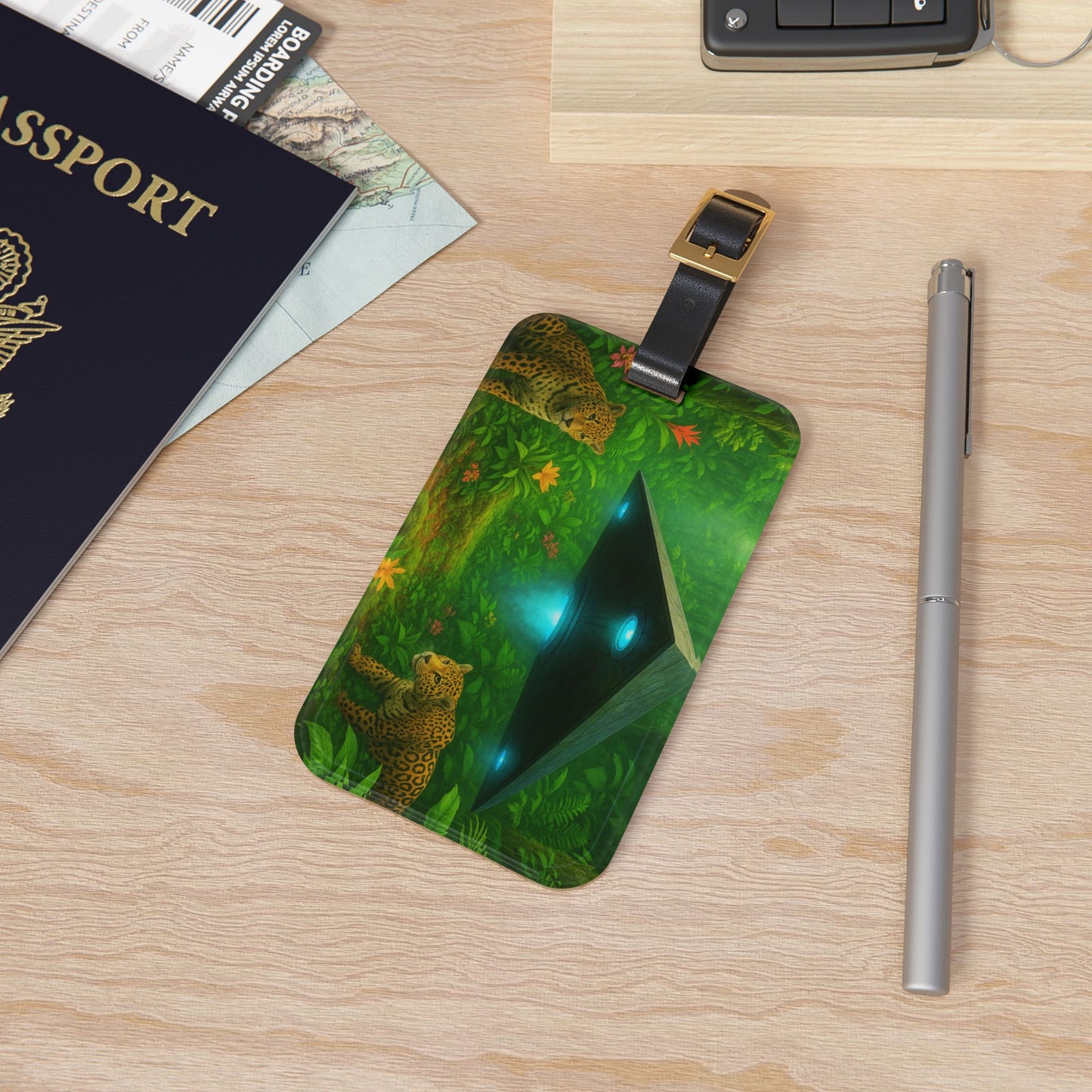Luggage Tag - Rainforest UFO and Jaguars
