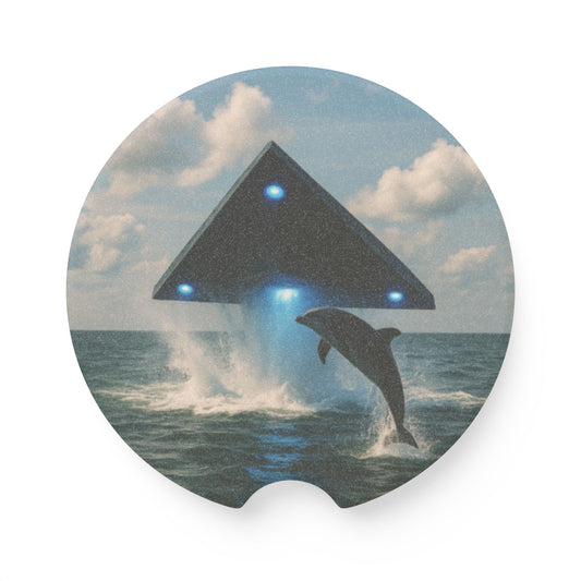 Soapstone Car Coaster - UFO & Dolphin