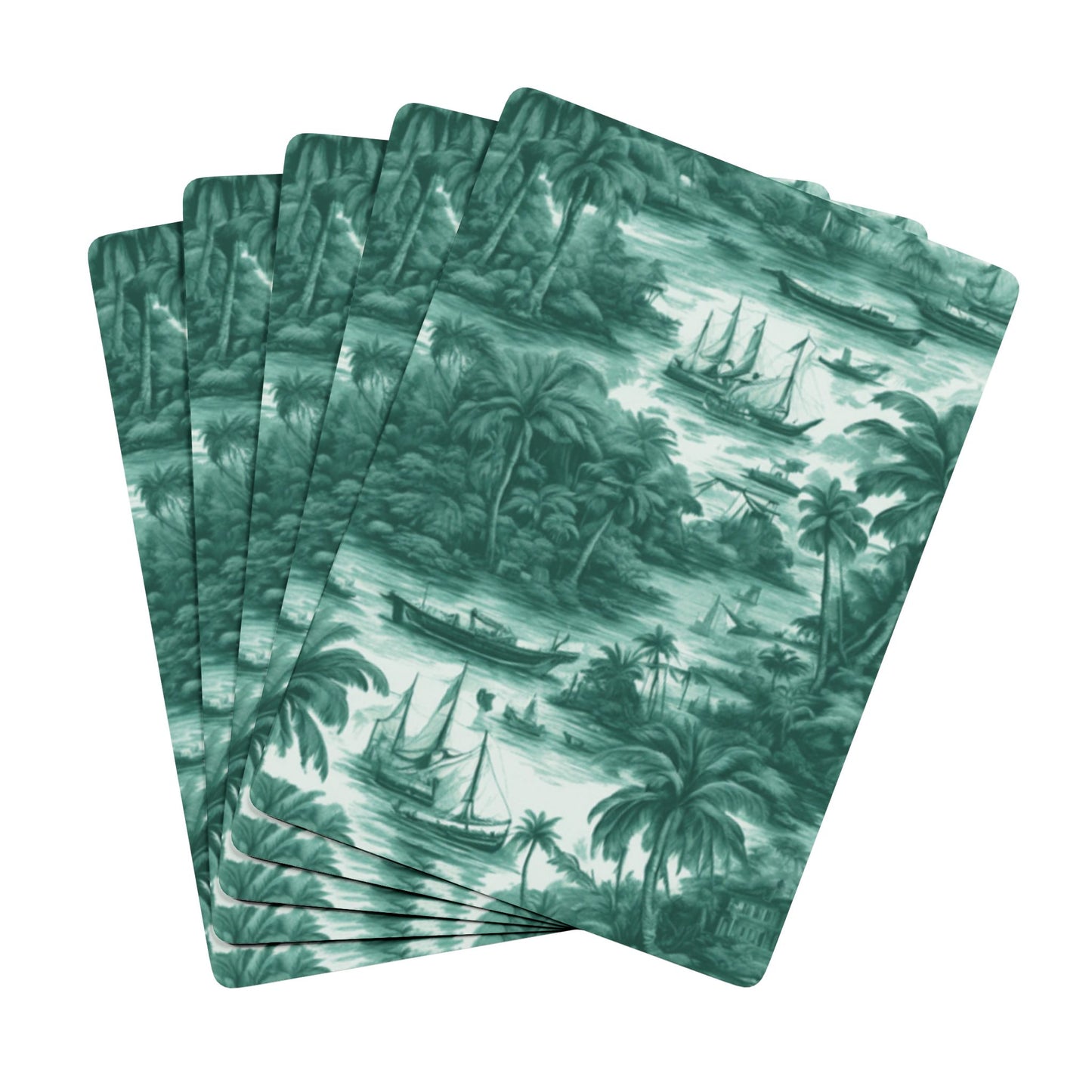 Poker-Sized Playing Cards - Tropical Toile #1 evergreen