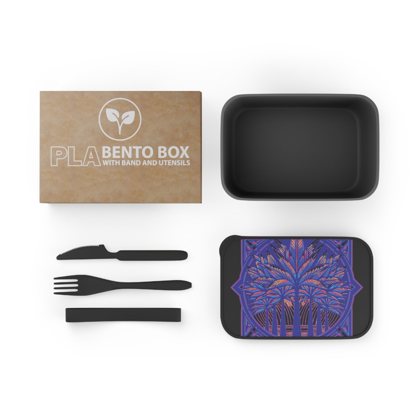 Bento Box with Utensils - Art Deco Palm #2