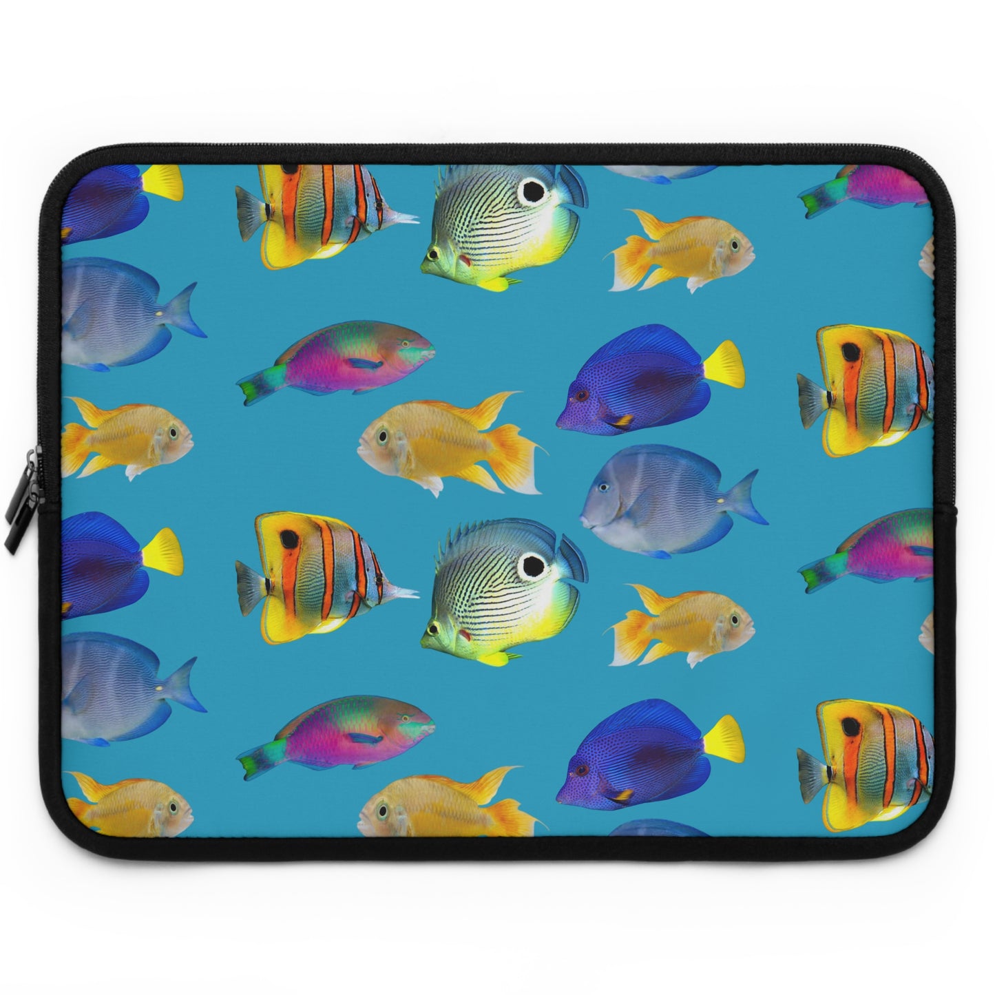 Tropical Laptop Sleeve, 5 Sizes - Perfect for Ocean Lovers & Students / School of Fish, Turquoise