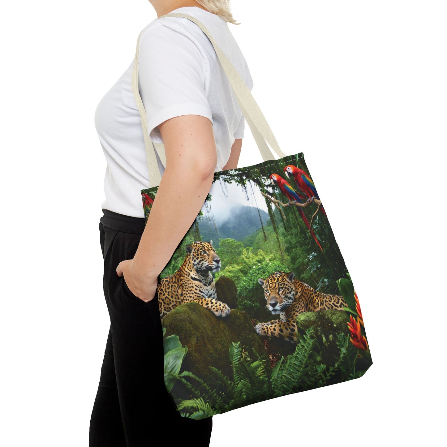 Jaguars and Parrots Tote Bag - 3 Sizes