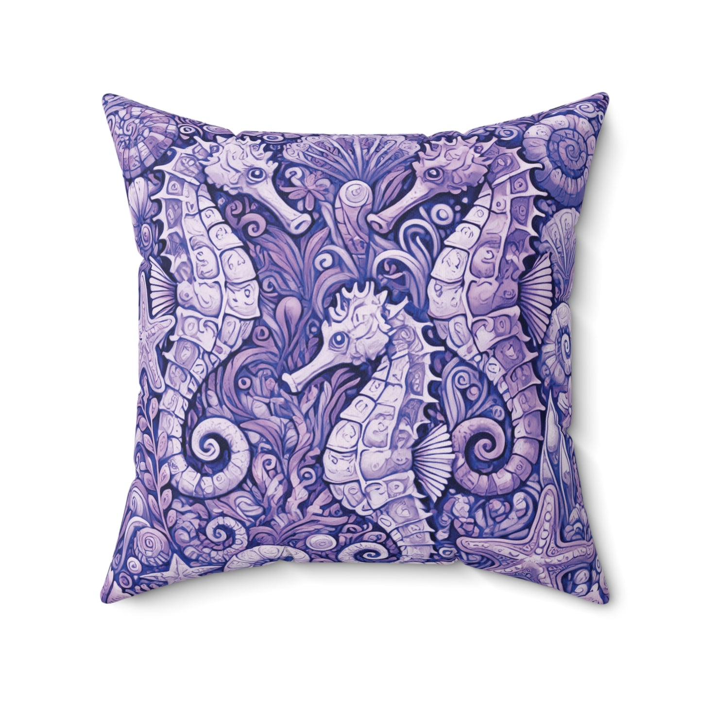 Decorative Pillow - Accent Cushion, 4 Sizes / Seahorse Trio, Amethyst