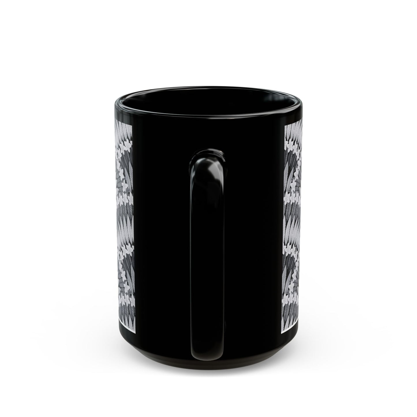 Black Mug (11oz, 15oz), Plumeria and Palms, Black