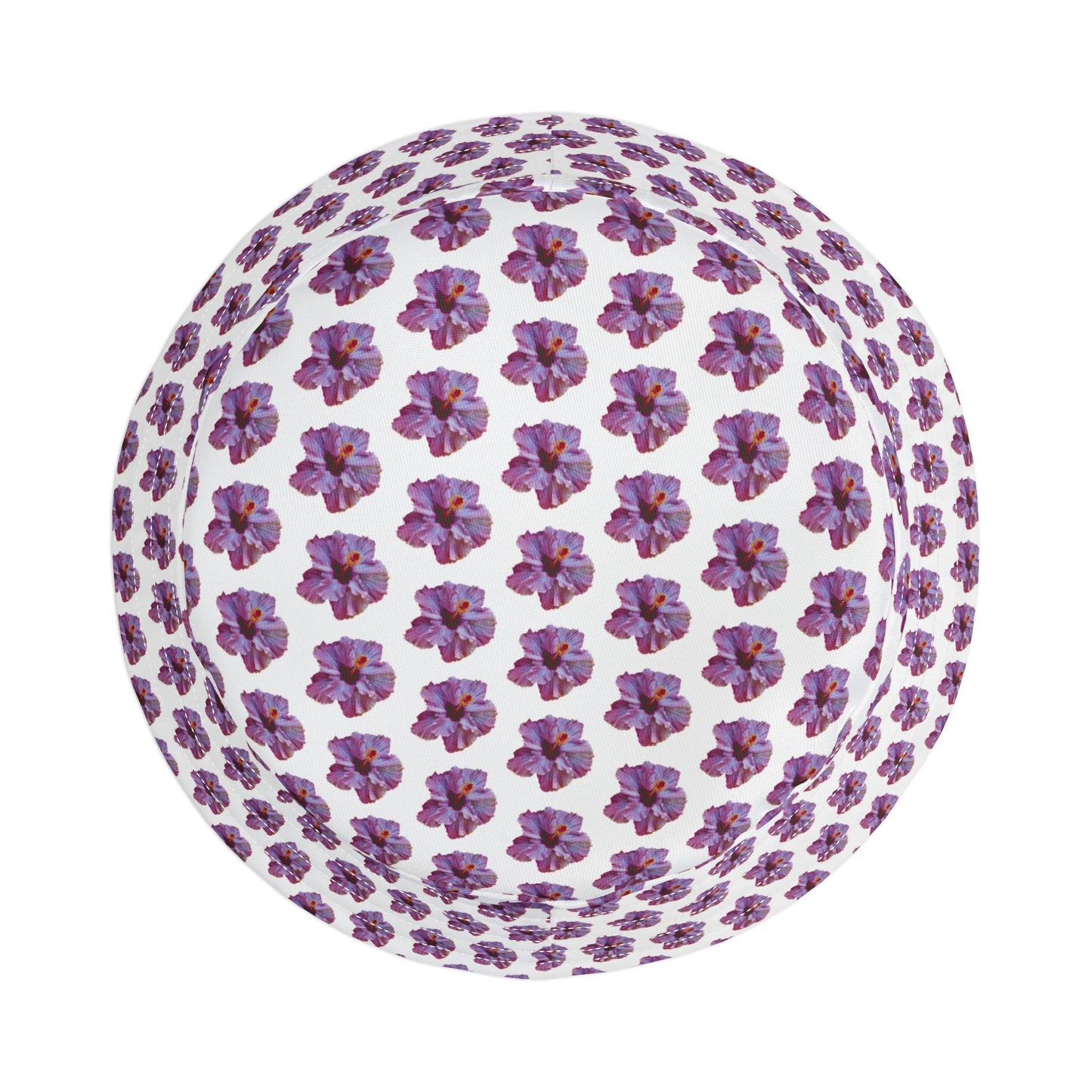 Tropical Polyester Bucket Hat, 2 Sizes - Purple Hibiscus/MICRO