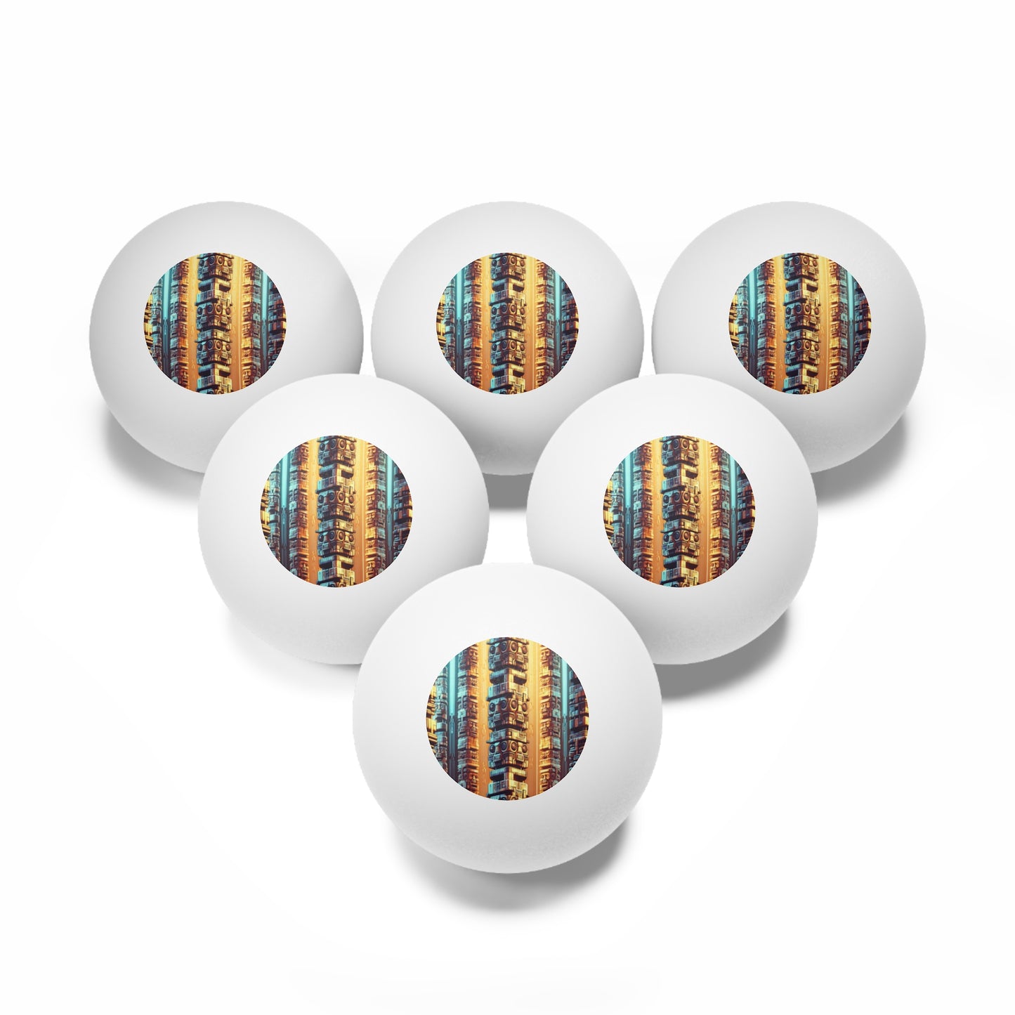 Tropical Paradise Ping Pong Balls - 6 Pack with Techno Tiki Totems