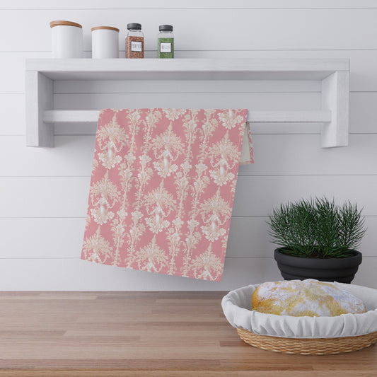 Tropical Tea Towels – Paradise Kitchen Decor / Pearl Lady Toile, Hibiscus Pink