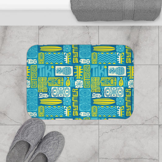 Bath Mat - Tiki Poster Blue