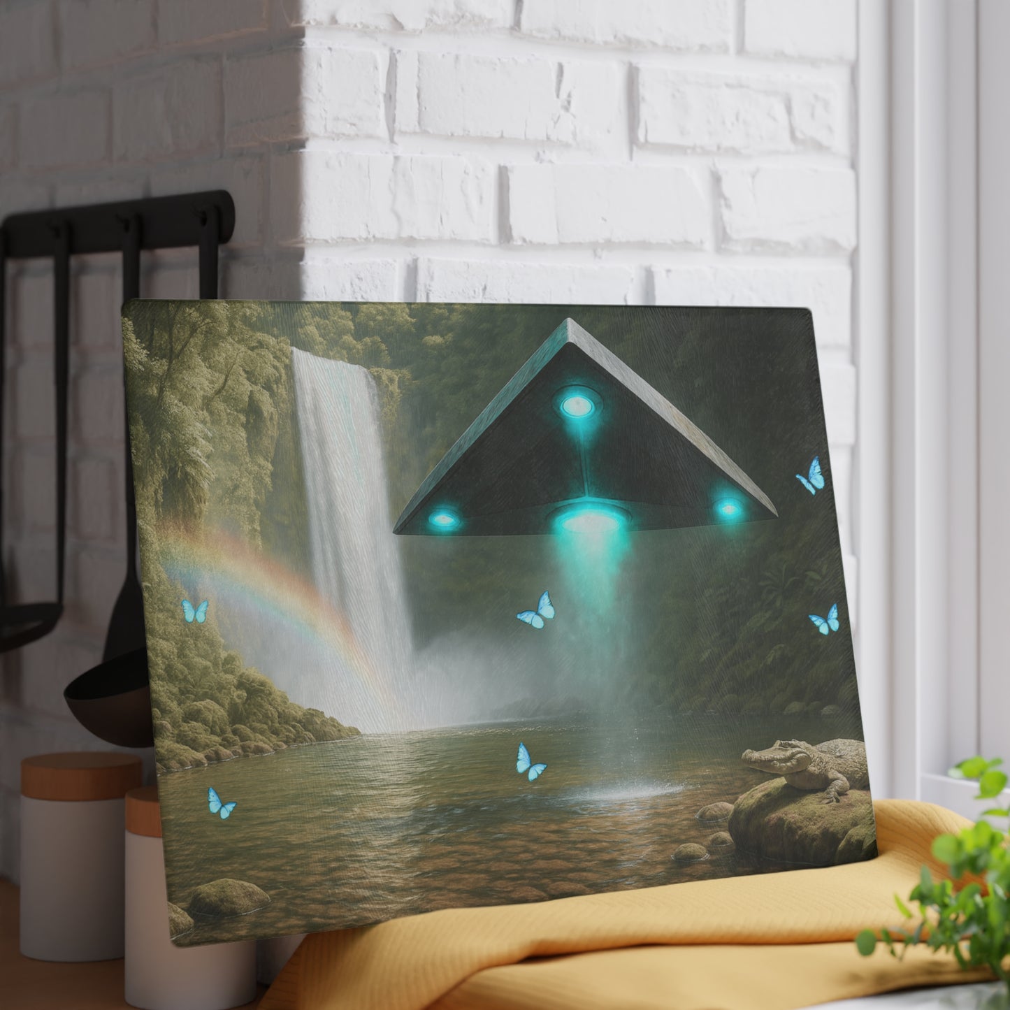 Glass Cutting Board, 2 sizes - UFO and Waterfall