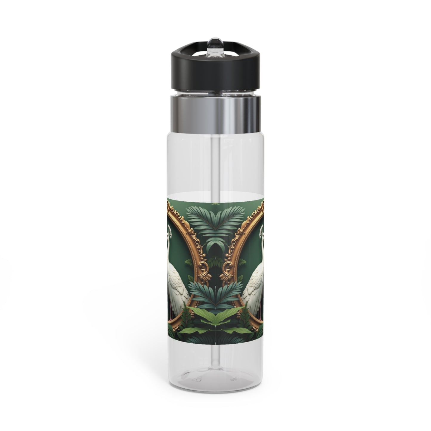 Tropical 20oz Tritan Sport Water Bottle -  Leakproof, Lightweight, BPA-Free / Framed White Peacocks