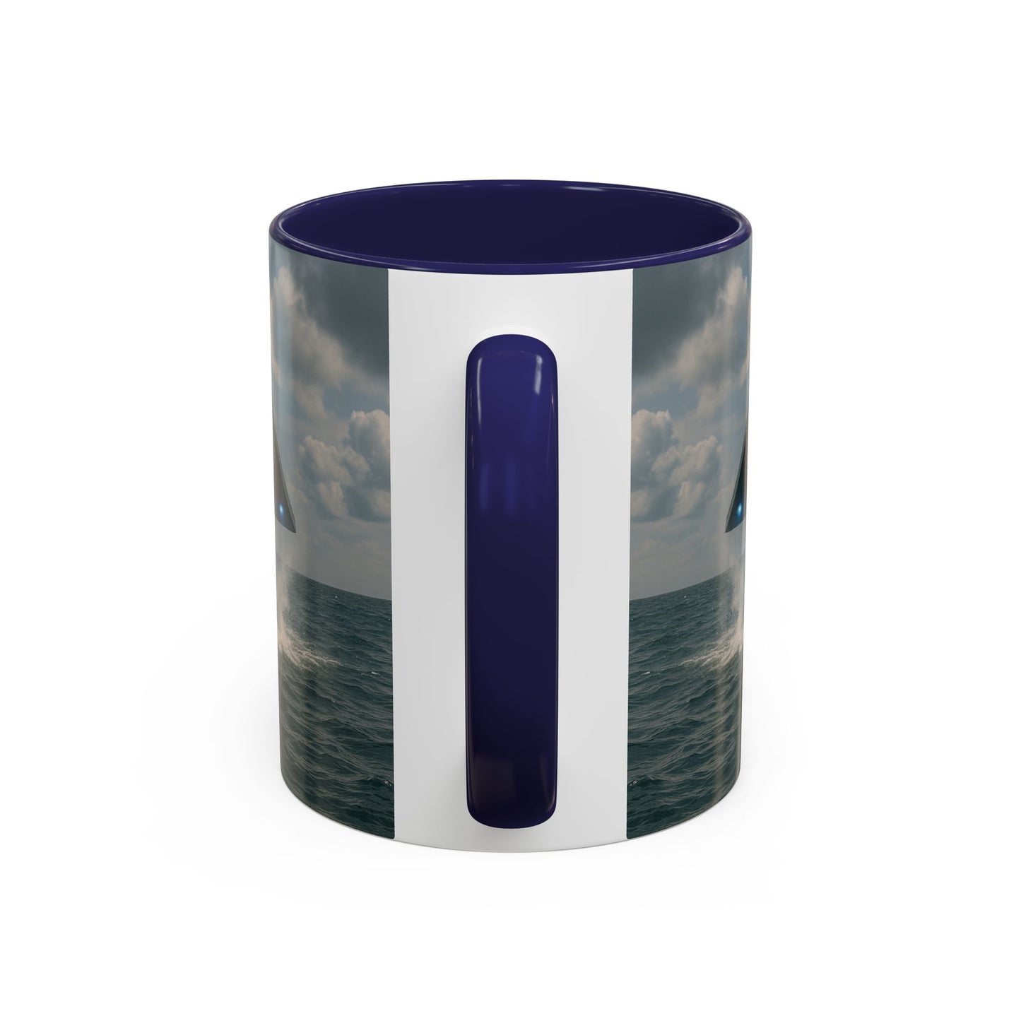 Accent Coffee Mug (11, 15oz), 8 Colors - UFO and Dolphin
