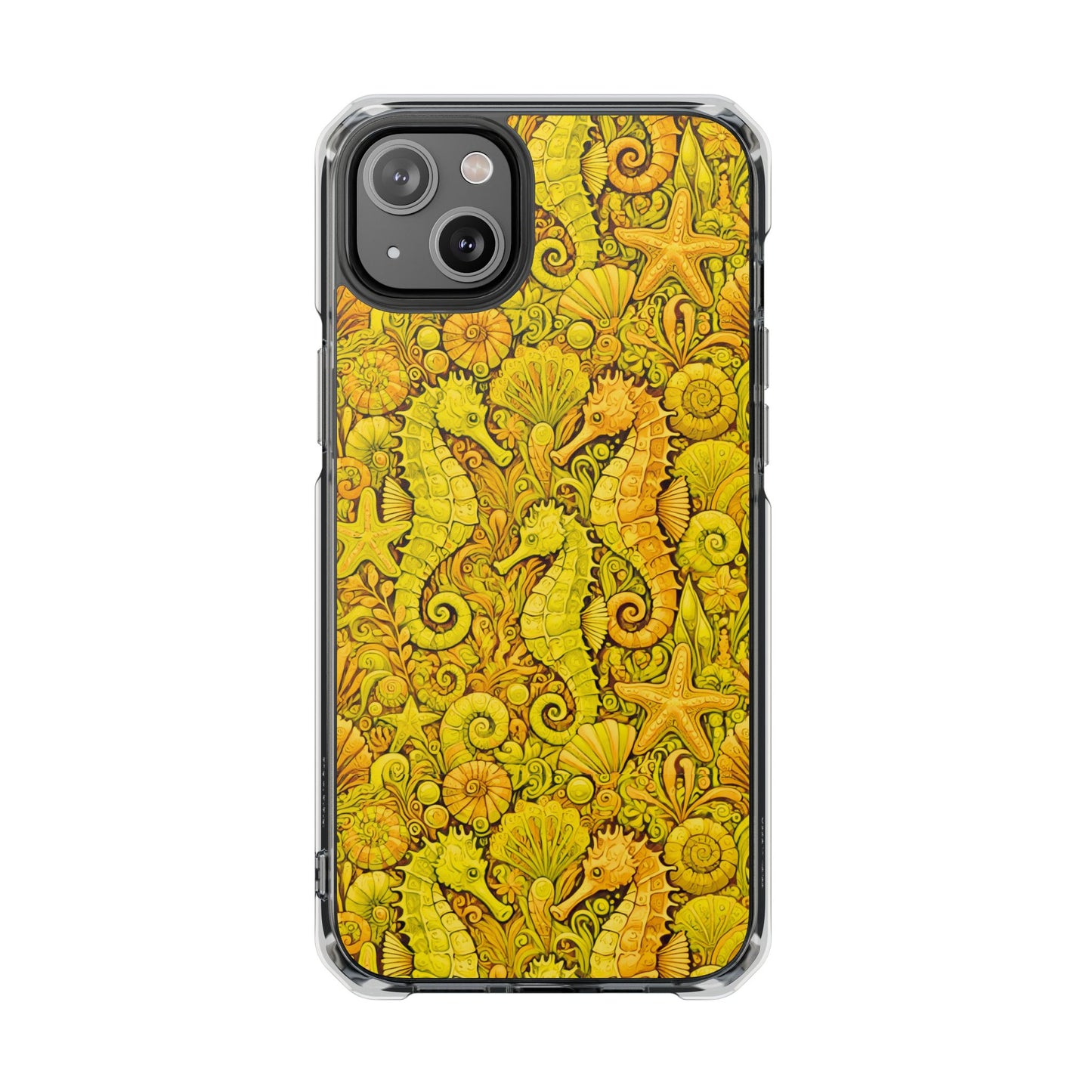 Seahorses/Yellow Magnetic Clear Phone Case, Many Models